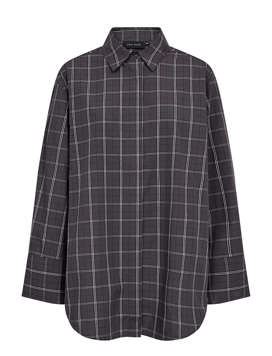 Copenhagen Muse - CMAURORA-SHIRT - gray pinstripe w. black - 1