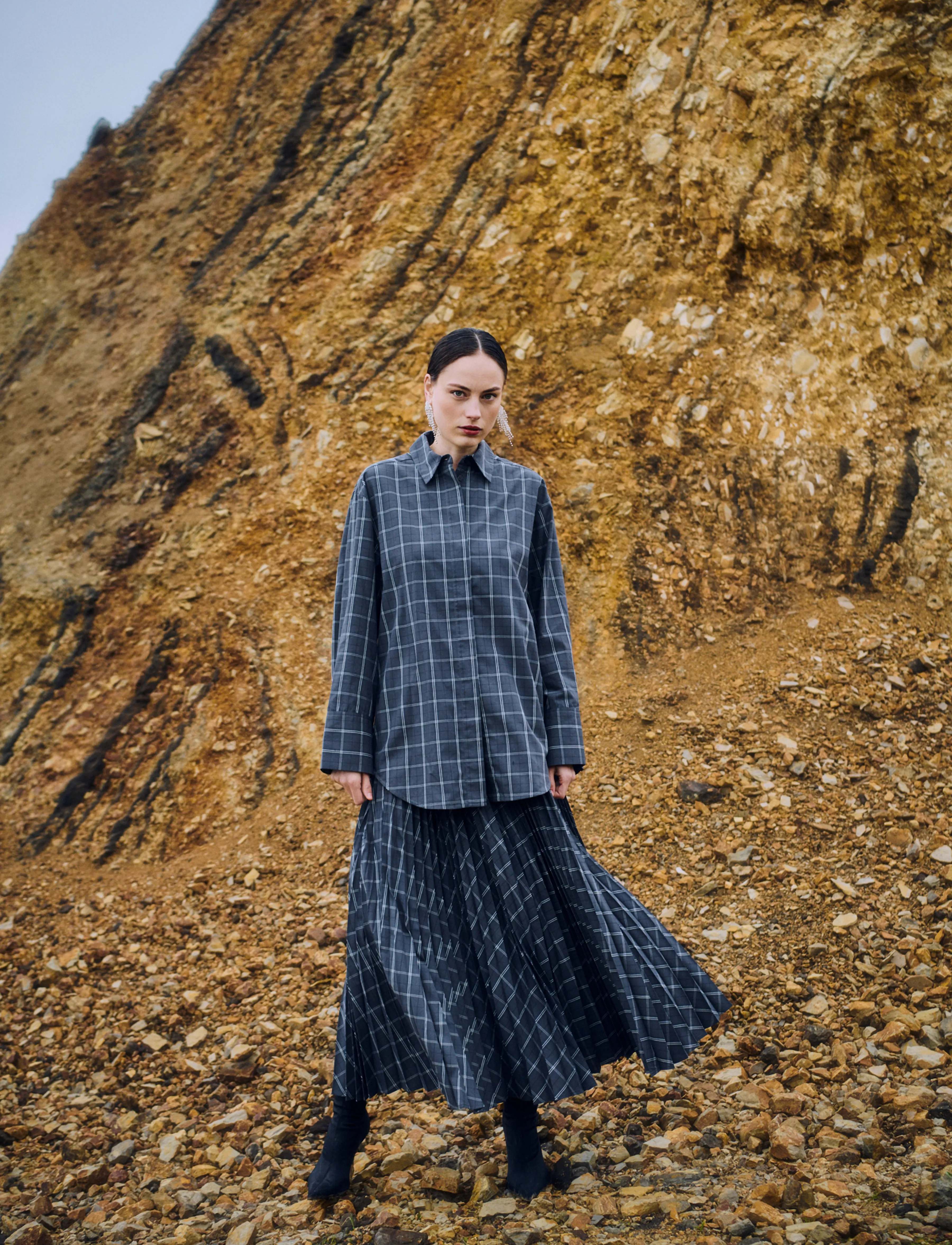 Copenhagen Muse - CMAURORA-SHIRT - gray pinstripe w. black - 0