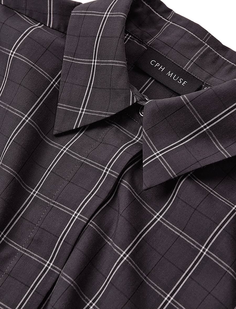Copenhagen Muse - CMAURORA-SHIRT - gray pinstripe w. black - 4