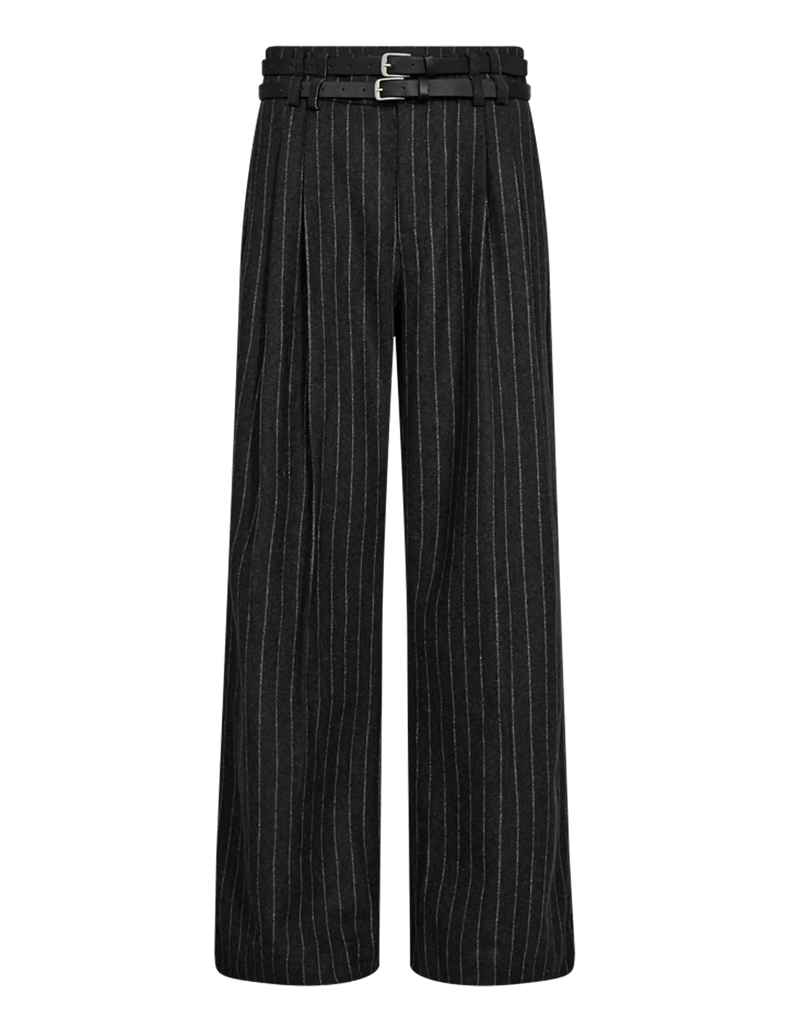Copenhagen Muse - CMCATHARINA-PANTS - hosen mit weitem bein - grey pin. mel w. jet stream - 1