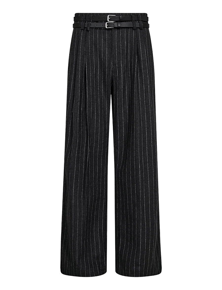 Copenhagen Muse - CMCATHARINA-PANTS - hosen mit weitem bein - grey pin. mel w. jet stream - 1