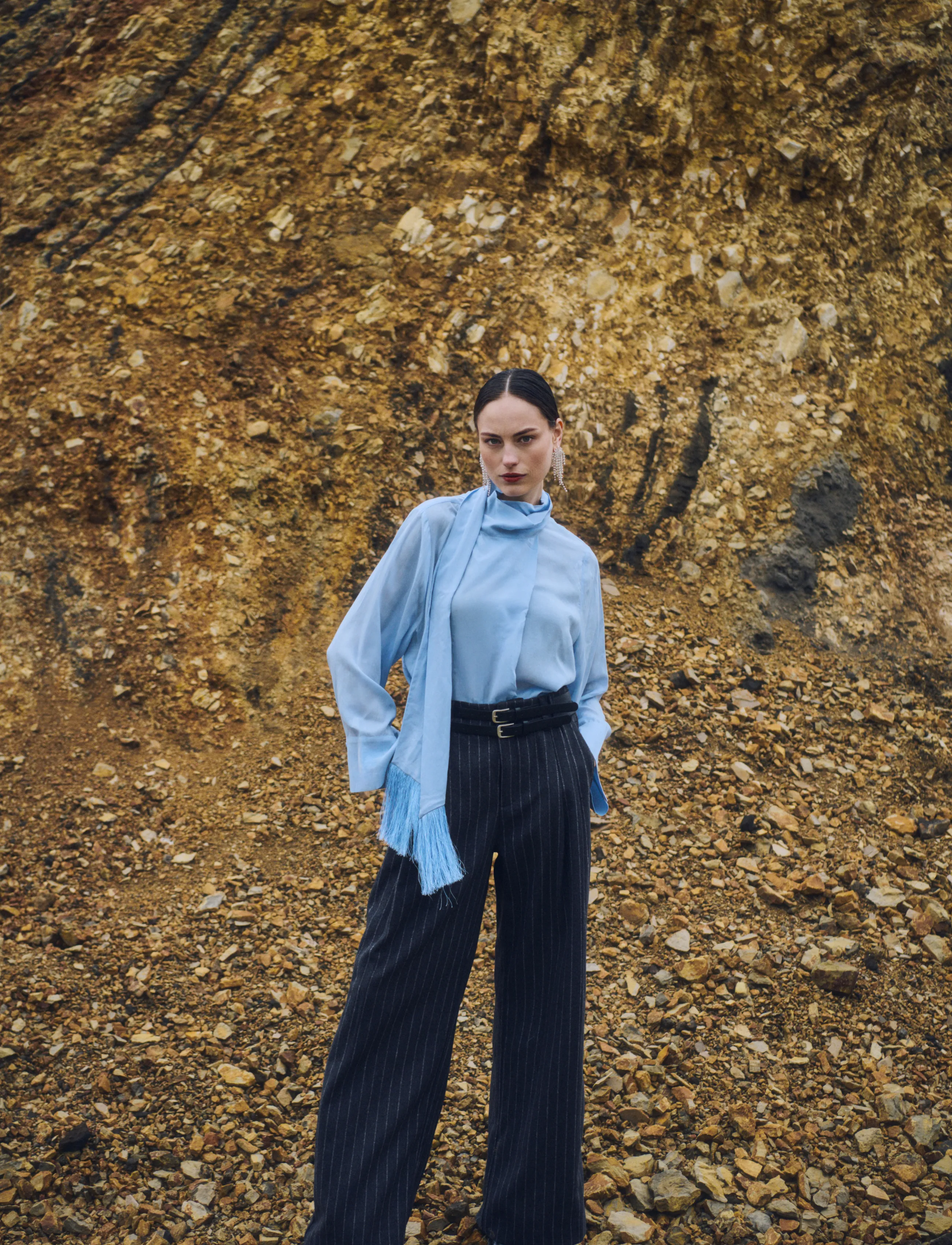 Copenhagen Muse CMCATHARINA-PANTS - Cph Muse - GREY PIN. MEL W. JET STREAM / grey