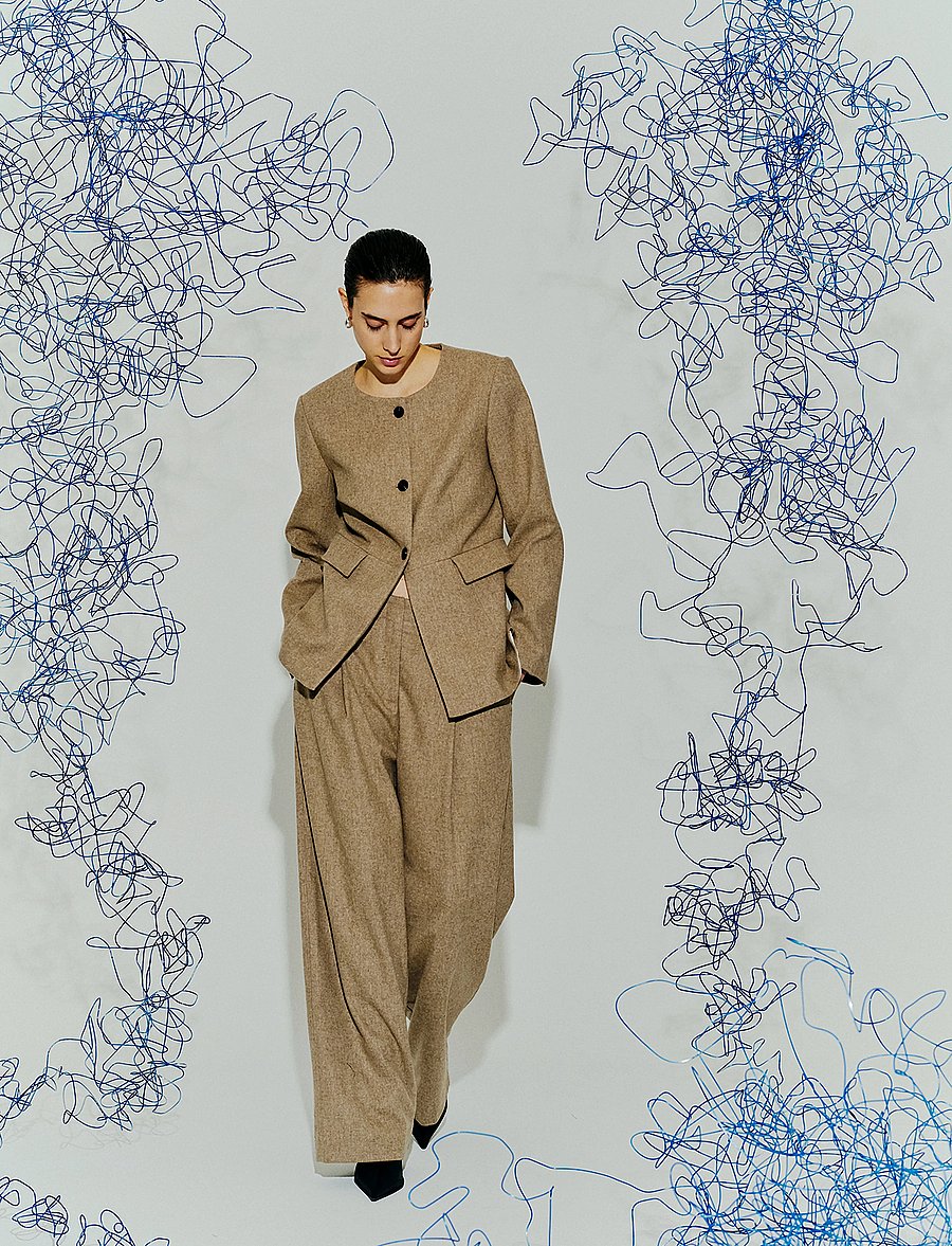 Copenhagen Muse - CMIVEE-PANTS - bukser med brede ben - winter twig melange - 0