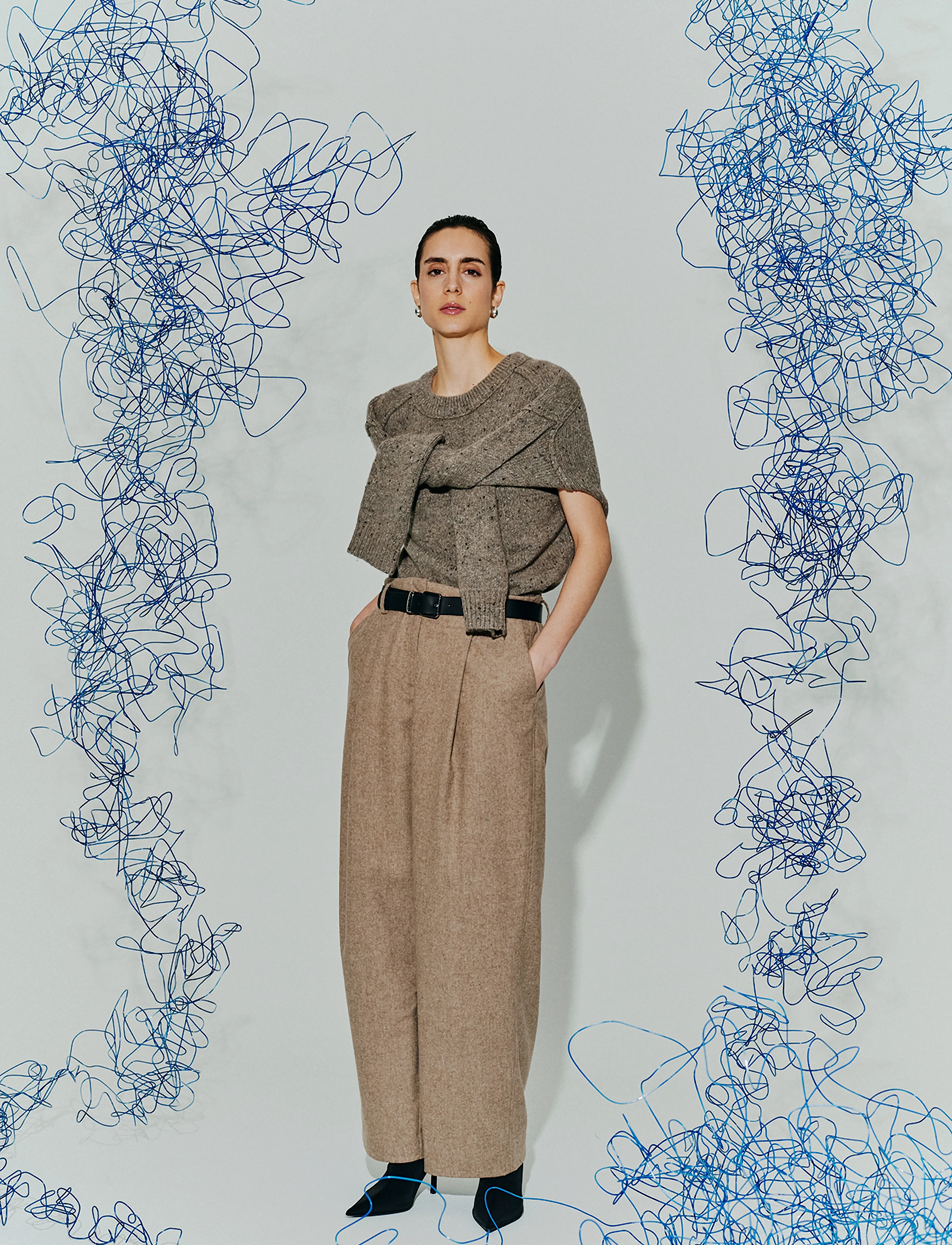Copenhagen Muse - CMIVEE-PANTS - bukser med brede ben - winter twig melange - 3