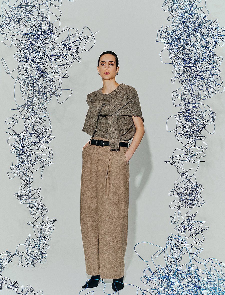 Copenhagen Muse - CMIVEE-PANTS - bukser med brede ben - winter twig melange - 3