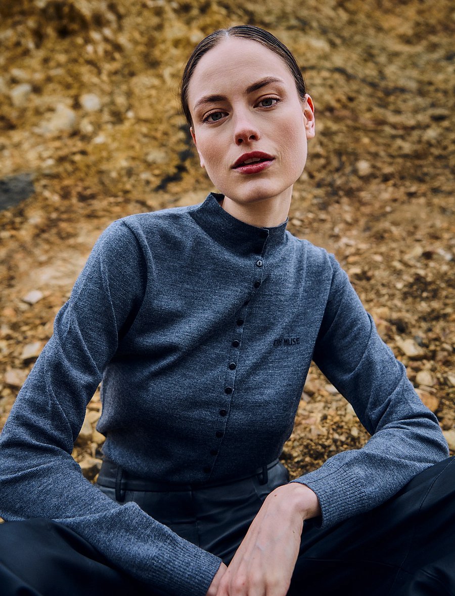 Copenhagen Muse - CMKENNA-PULLOVER - strickjacken - gray pinstripe - 0
