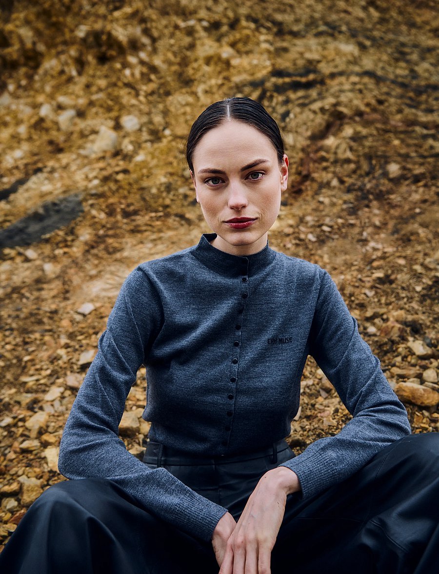 Copenhagen Muse - CMKENNA-PULLOVER - strickjacken - gray pinstripe - 3