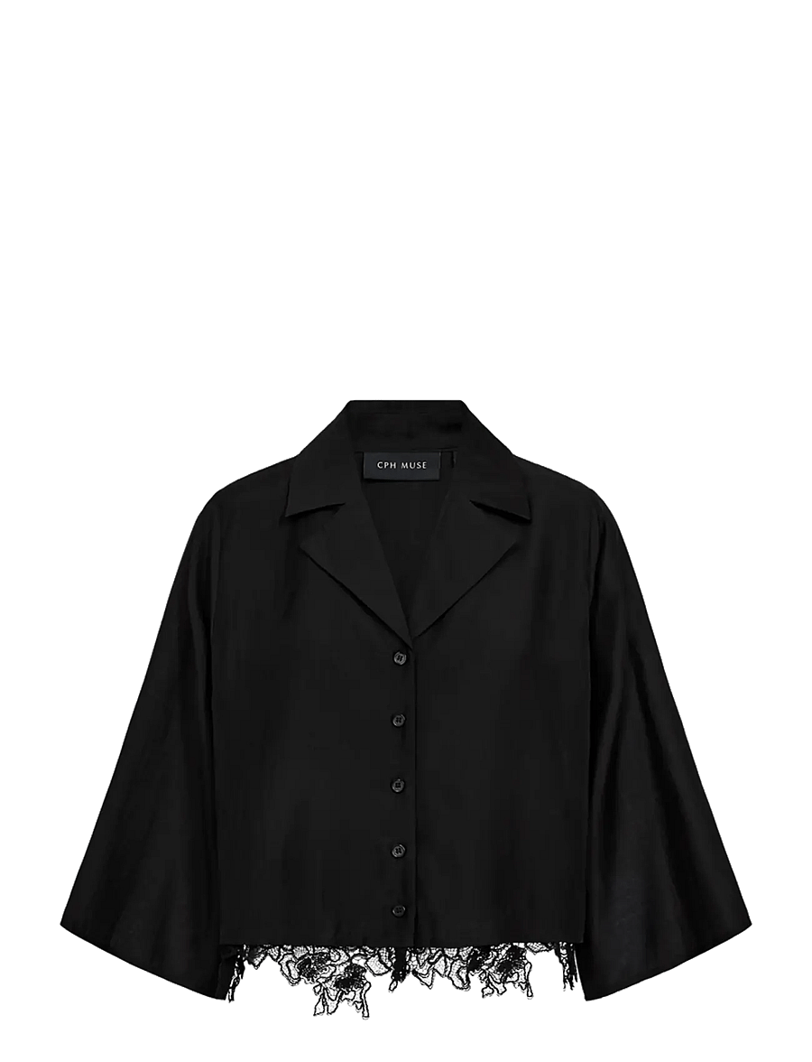 Copenhagen Muse - CMMOLLY-SHIRT - blusen mit dreiviertelärmel - black - 0