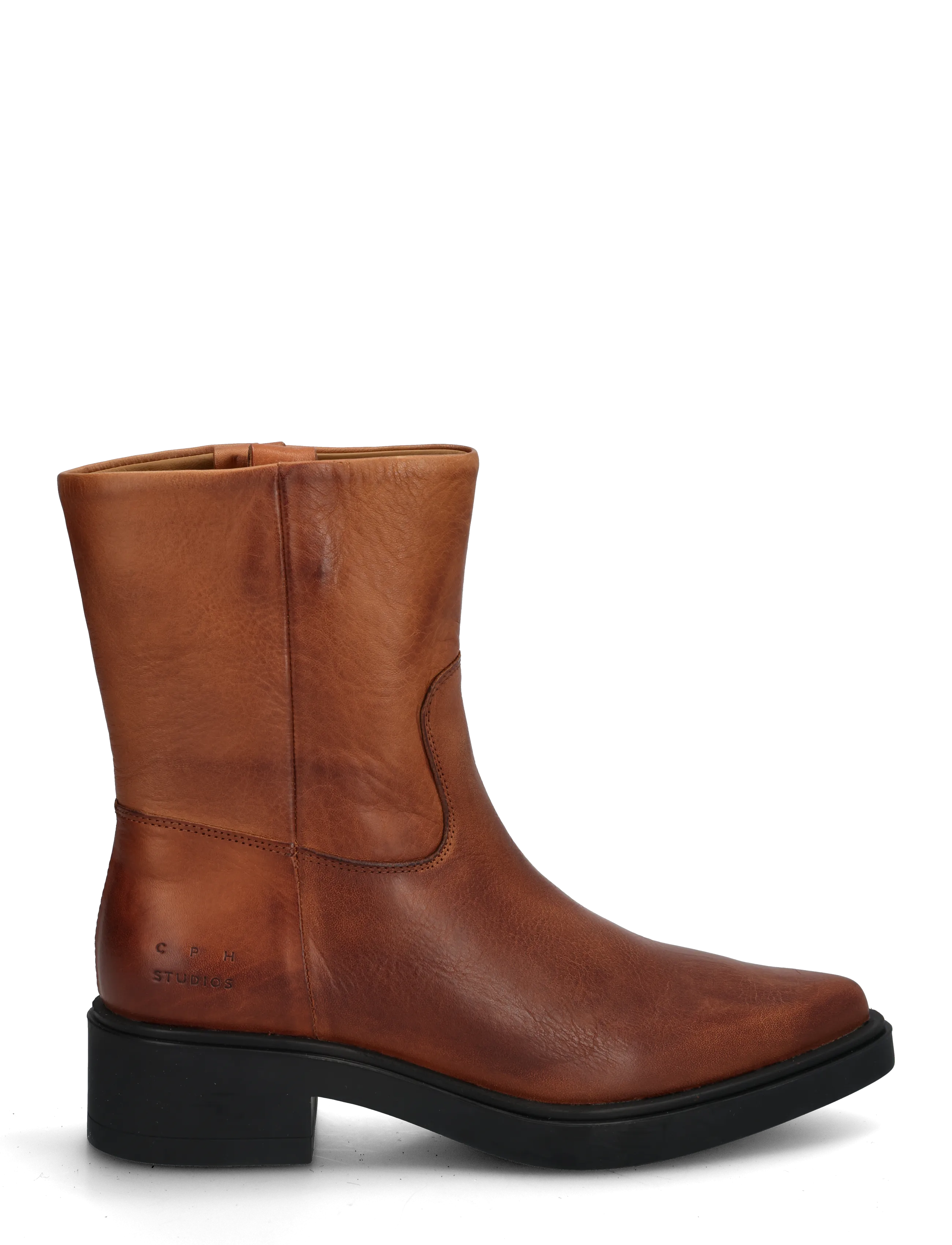 Copenhagen Studios - CPH302 grainy leather cognac - heeled ankle boots - cognac - 2
