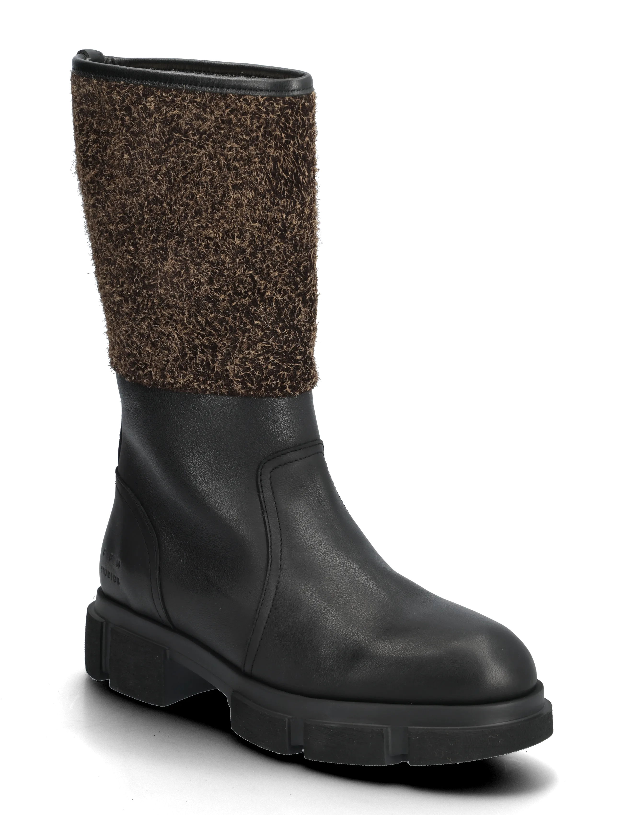 Copenhagen Studios Cph563 Leather Mix Teddy Black/Brown, 41, Ankle Boots, Schwarz - Boots Flat Heel, Frauen