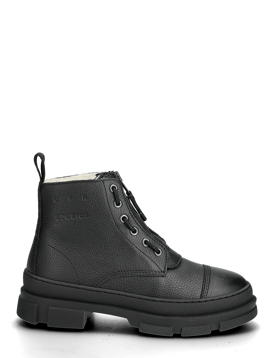 Copenhagen Studios - CPH693M grainy leather teddy black - laced boots - black - 1