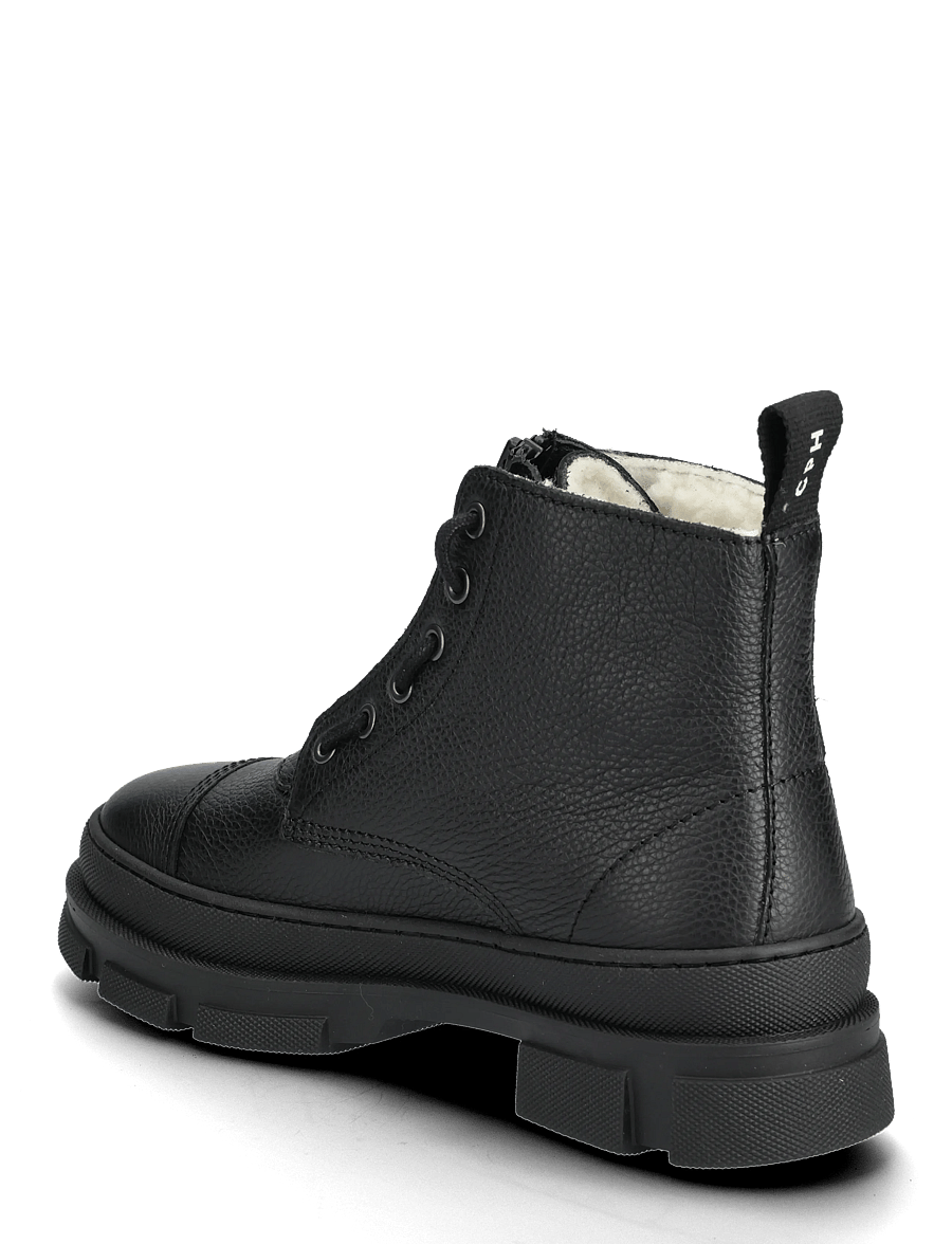 Copenhagen Studios - CPH693M grainy leather teddy black - laced boots - black - 2