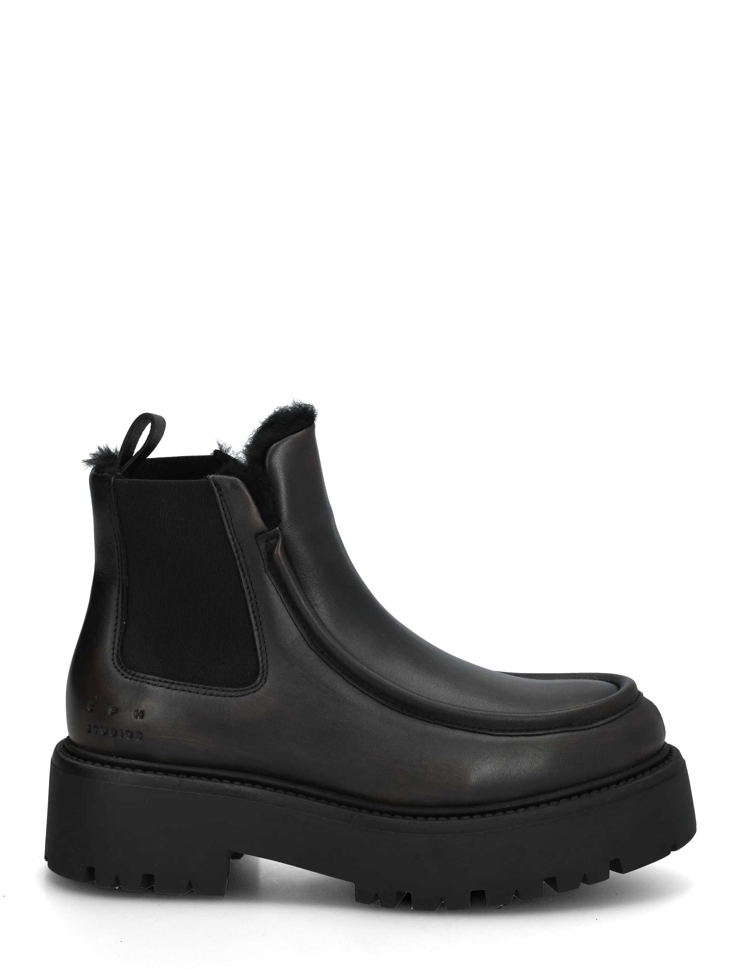 Copenhagen Studios - CPH725 vintage leather black - flat ankle boots - teddy black - 2