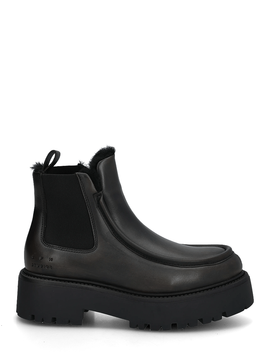 Copenhagen Studios - CPH725 vintage leather black - flade ankelstøvler - teddy black - 2