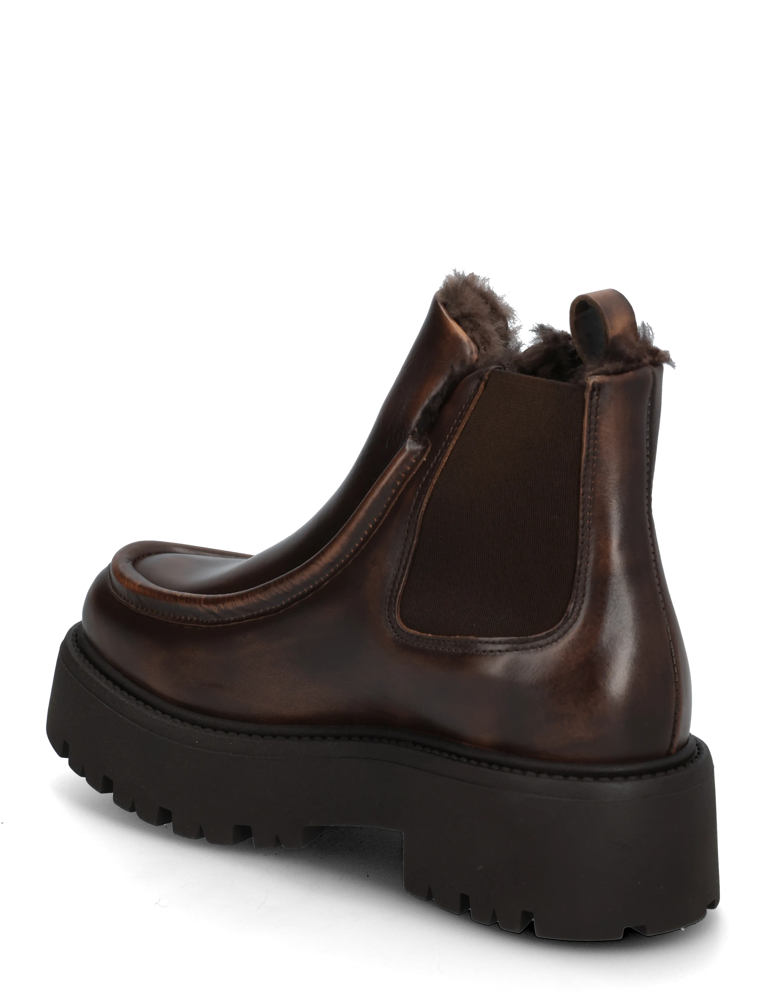 Copenhagen Studios - CPH725 vintage leather black - flat ankle boots - teddy brown - 1