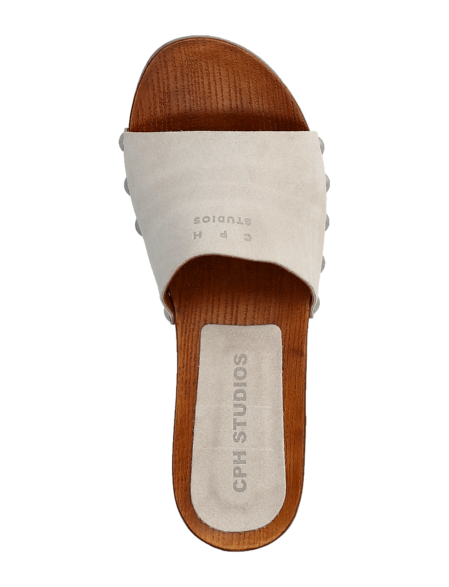 Copenhagen Studios - CPH798 suede - flache pantoletten - light stone - 3