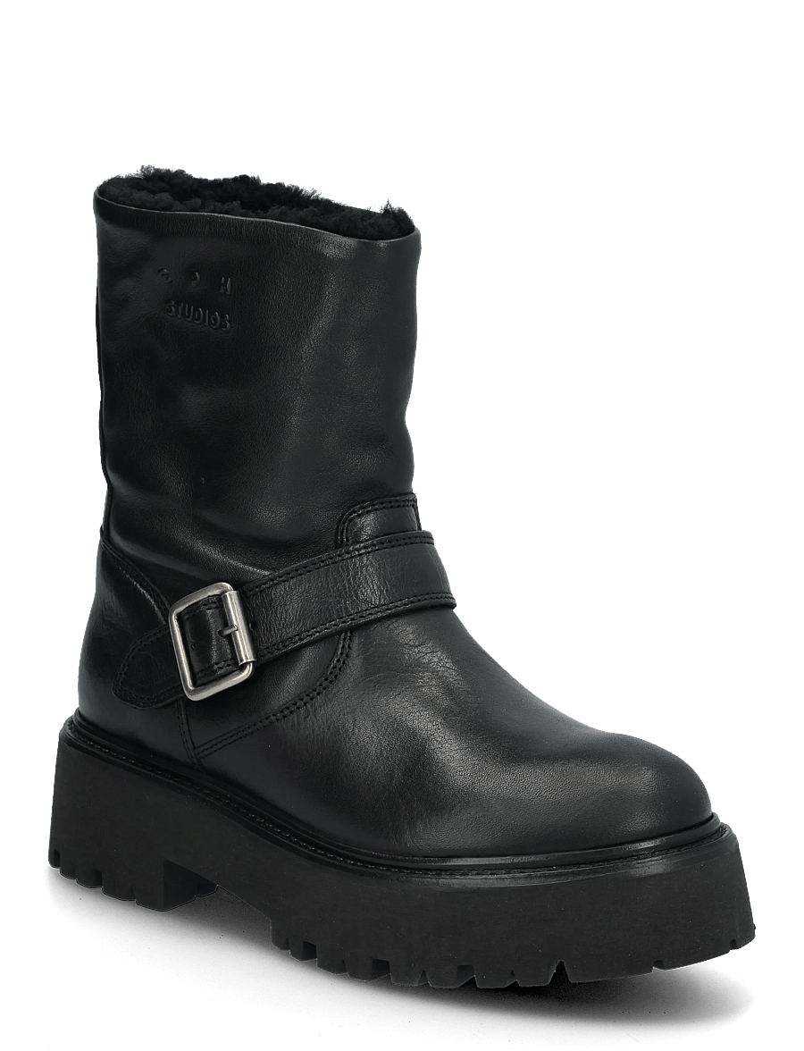 Copenhagen Studios - CPH900 grainy leather teddy black - platta ankelboots - teddy black - 0