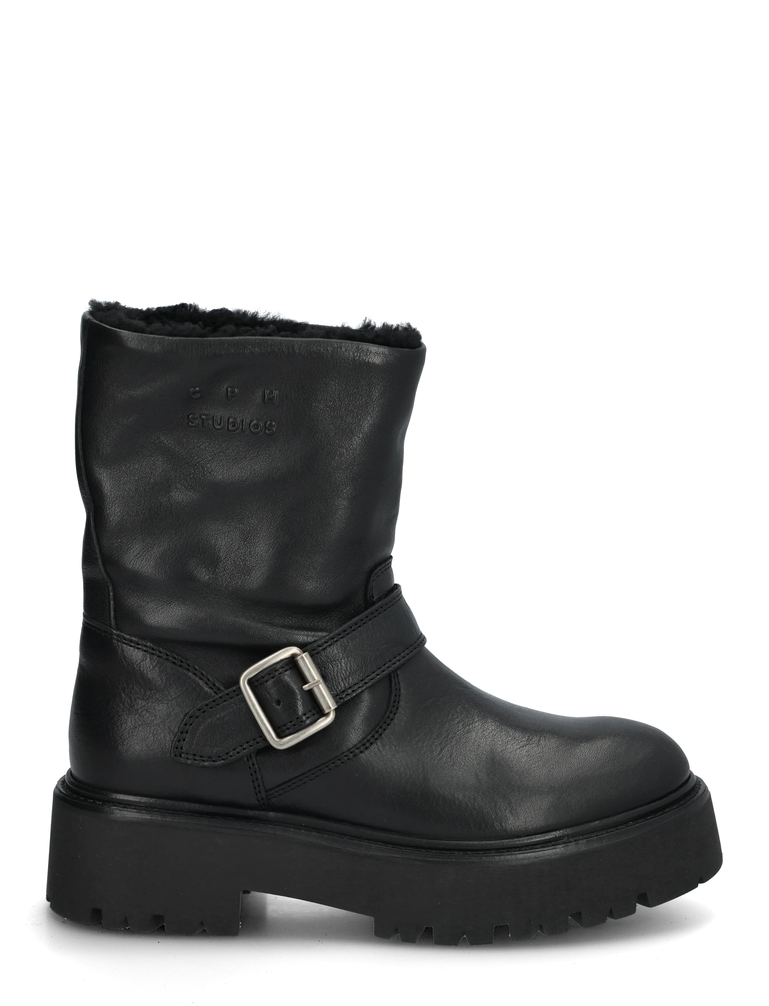 Copenhagen Studios - CPH900 grainy leather teddy black - platta ankelboots - teddy black - 2