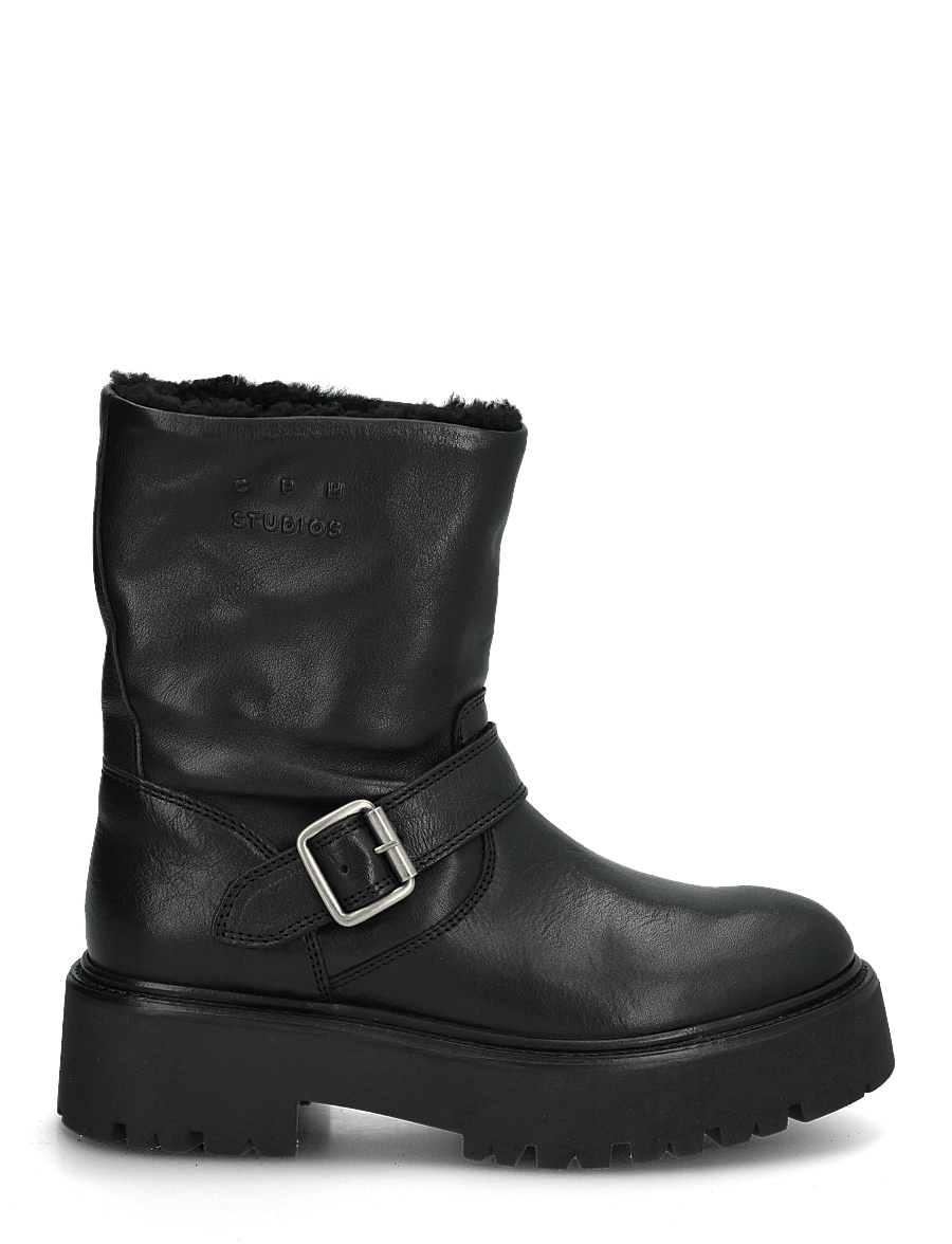 Copenhagen Studios - CPH900 grainy leather teddy black - platta ankelboots - teddy black - 2