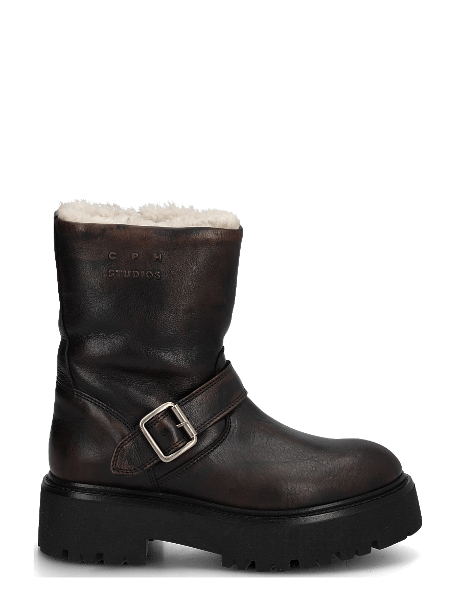Copenhagen Studios - CPH900 grainy leather teddy dark brown - platta ankelboots - teddy dark brown - 2