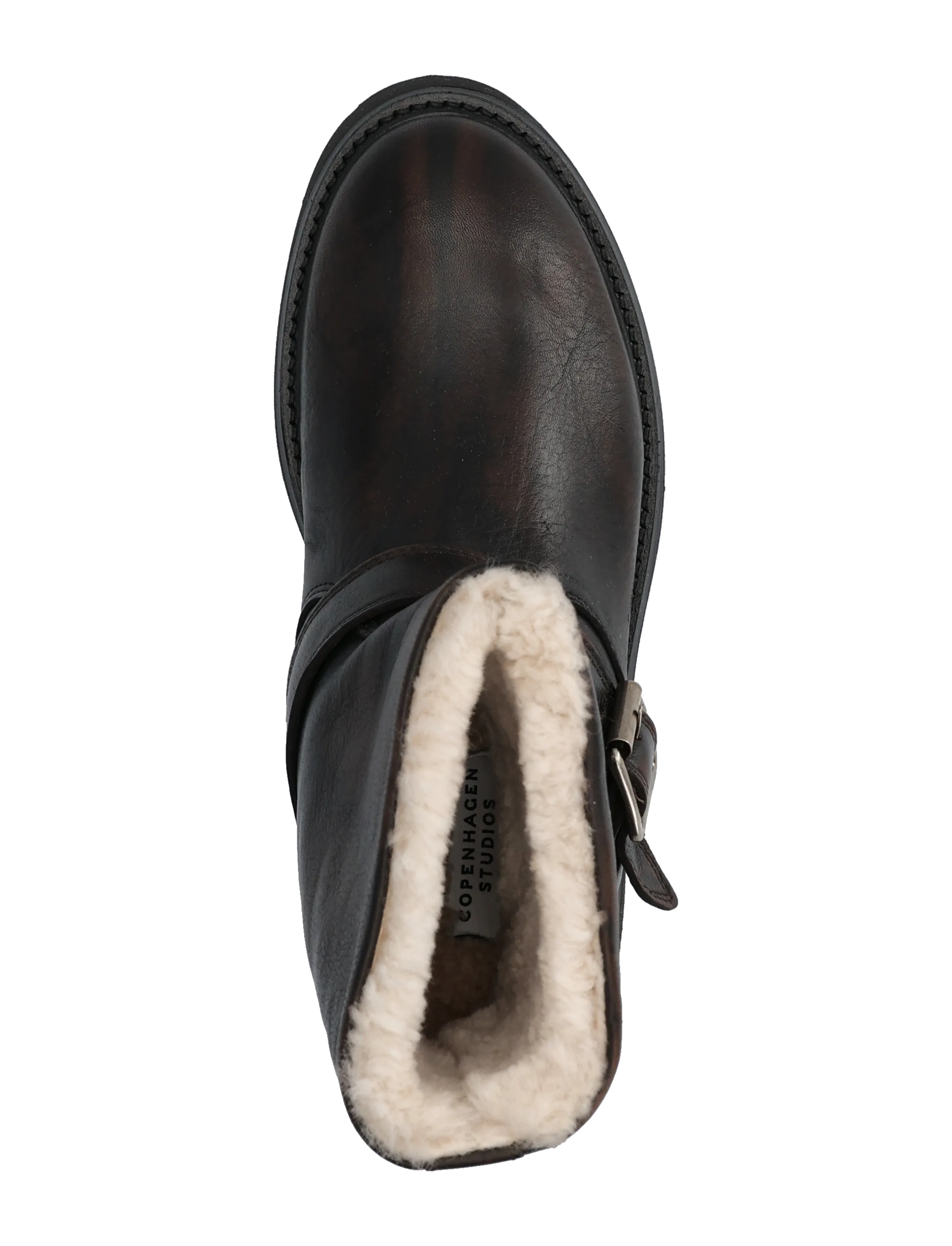 Copenhagen Studios - CPH900 grainy leather teddy black - flat ankle boots - teddy dark brown - 3