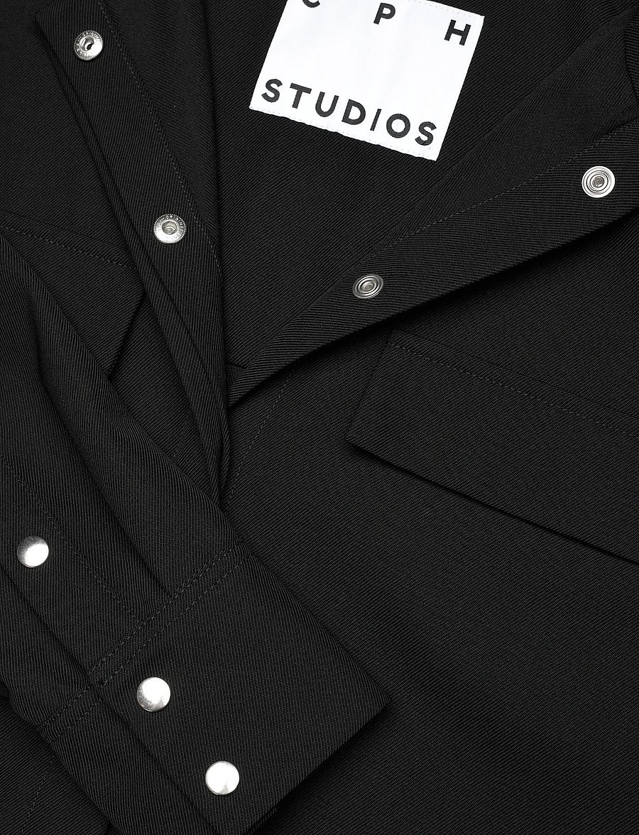 Copenhagen Studios - CPH OVERSHIRT 1 cotton white - overshirts - black - 2