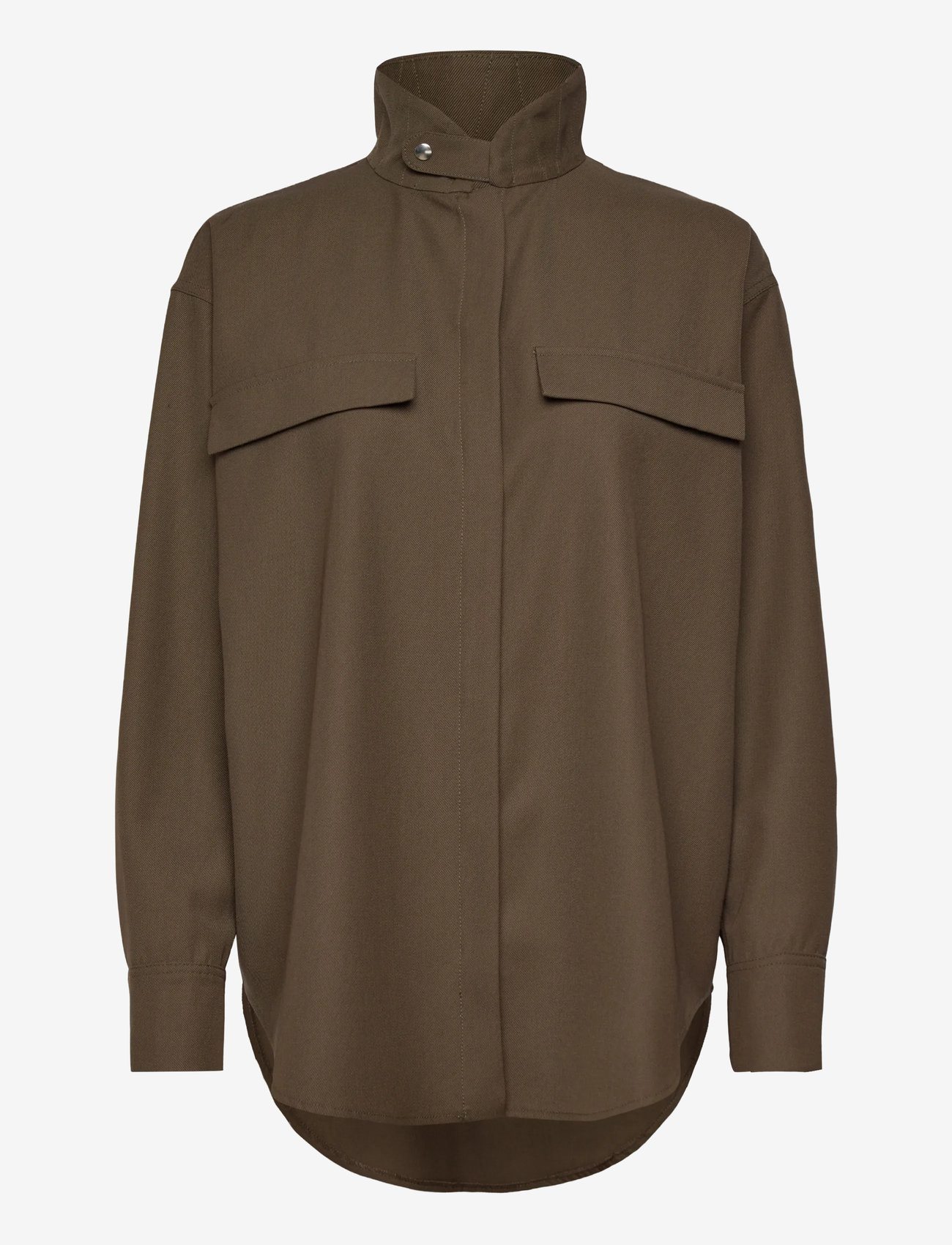 Copenhagen Studios - CPH OVERSHIRT 1 wool olive - pikkade varrukatega särgid - olive - 0