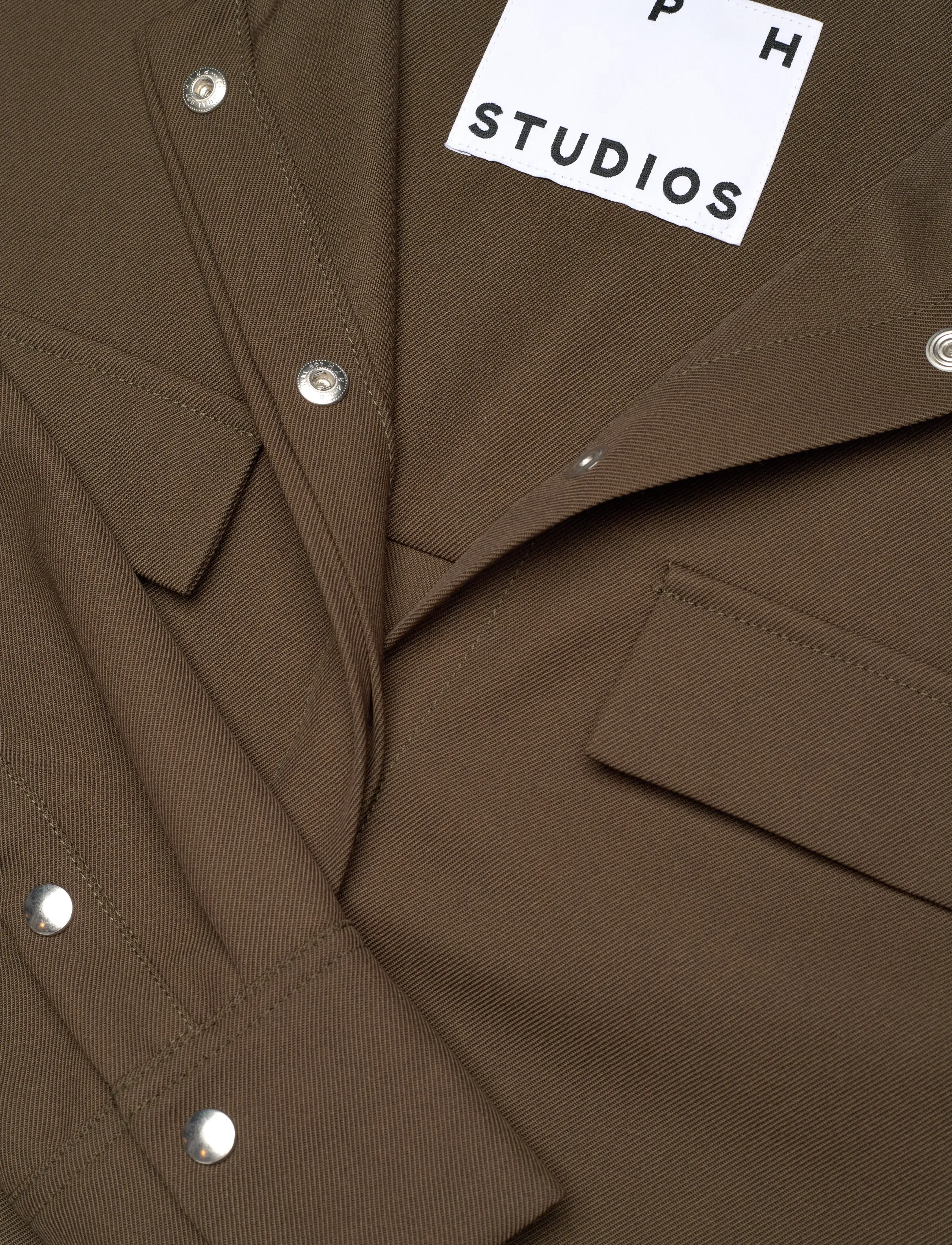 Copenhagen Studios - CPH OVERSHIRT 1 cotton white - langærmede skjorter - olive - 2