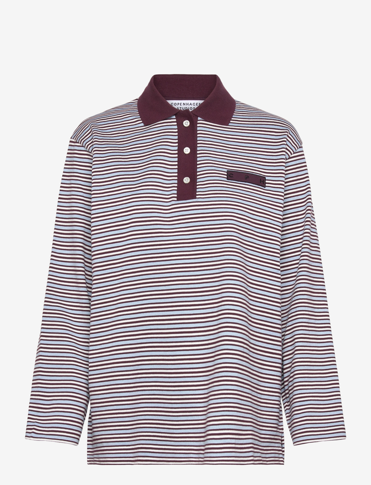 Copenhagen Studios - CPH POLOSHIRT 1 cotton red striped - poloshirts - blue striped - 0