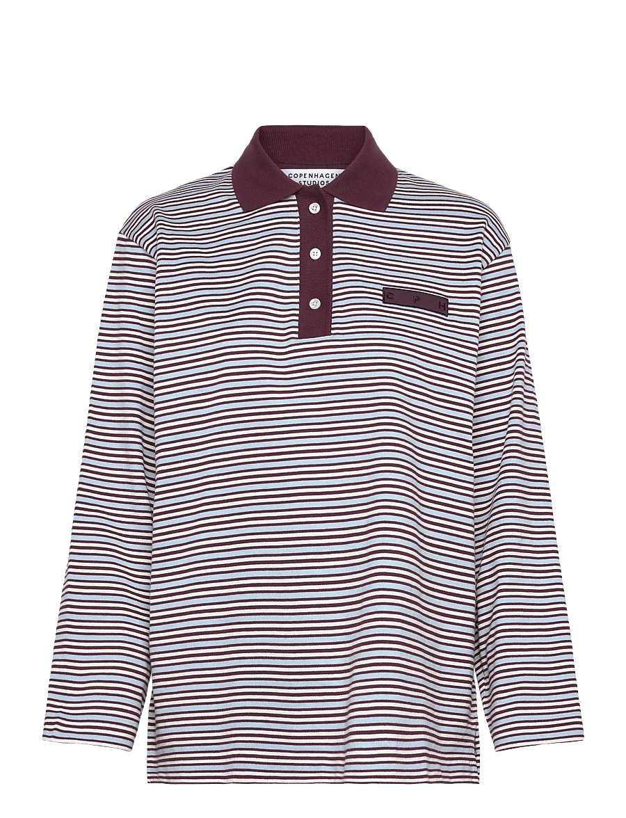 Copenhagen Studios - CPH POLOSHIRT 1 cotton red striped - poloshirts - blue striped - 1