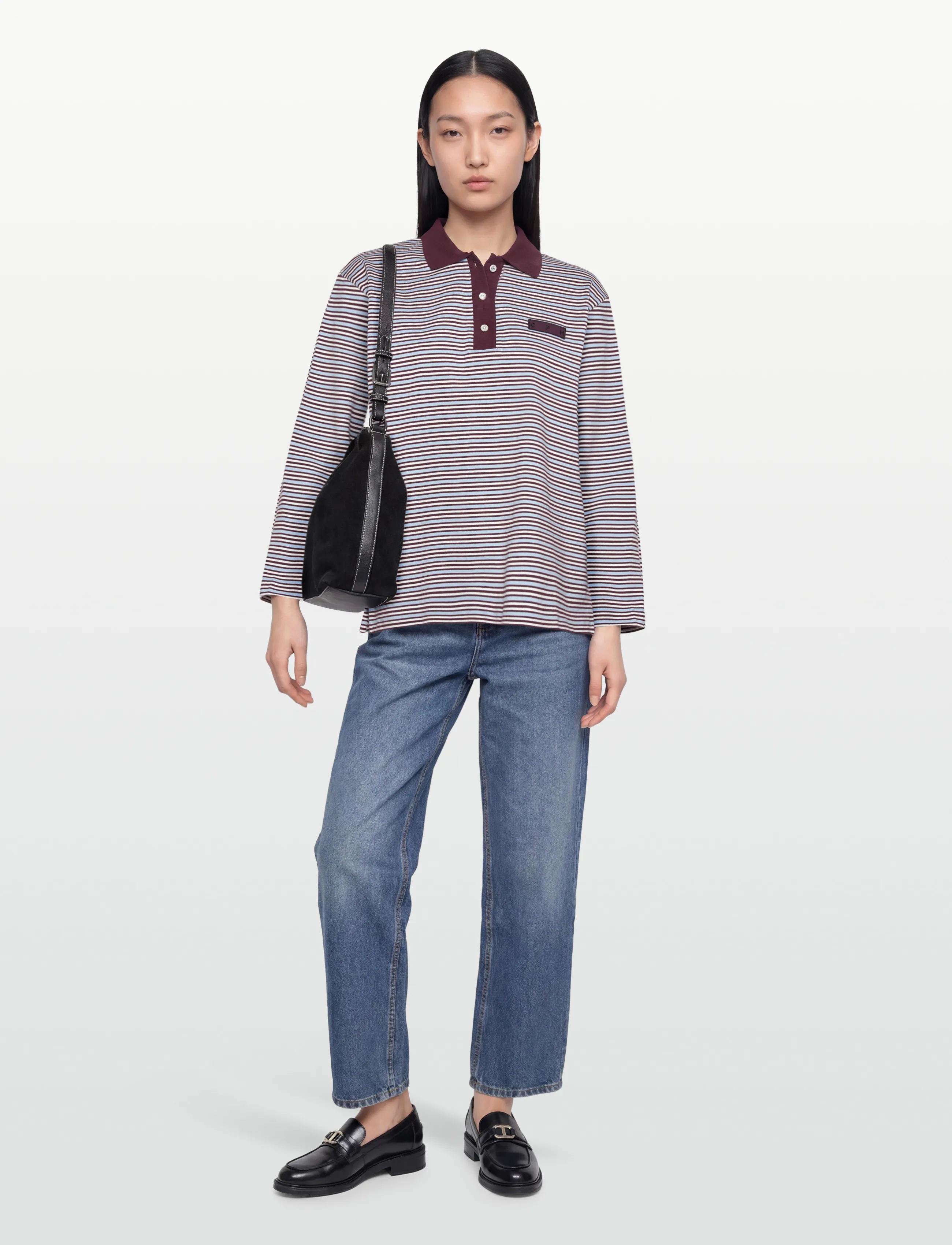 Copenhagen Studios CPH POLOSHIRT 1 cotton red striped - T-Shirts & Tops - BLUE STRIPED / burgundy