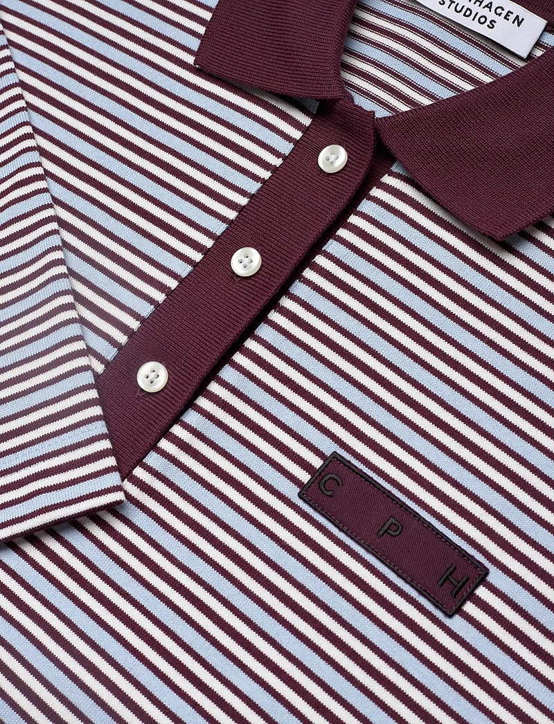 Copenhagen Studios - CPH POLOSHIRT 1 cotton red striped - poloshirts - blue striped - 2