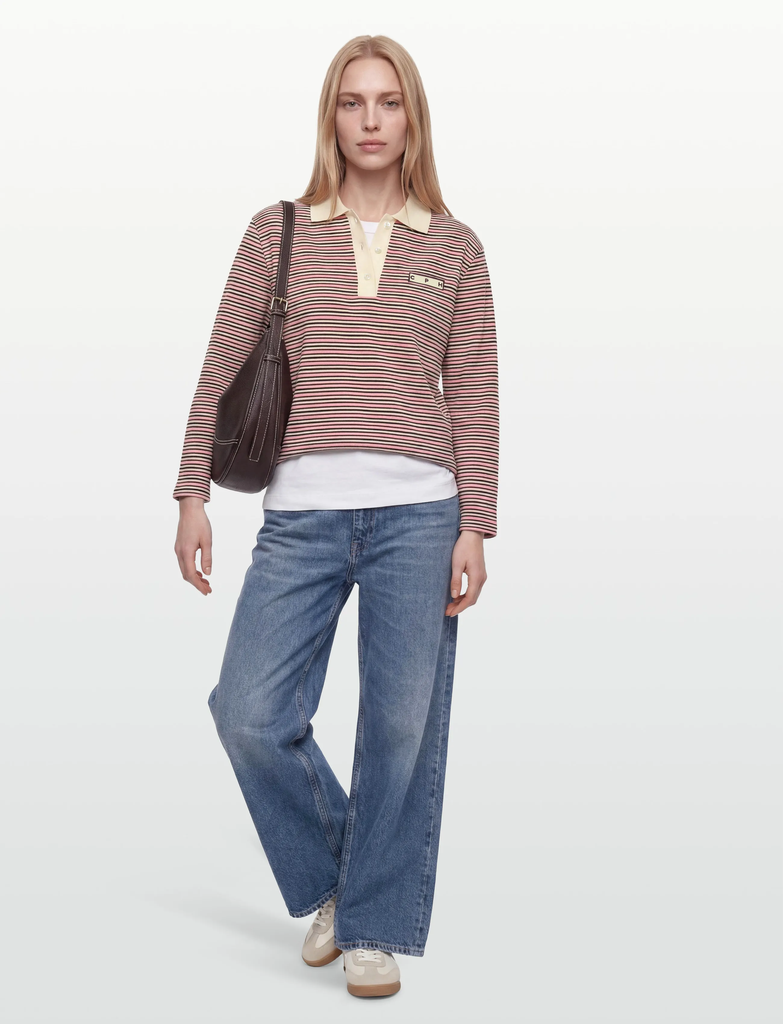 Copenhagen Studios CPH POLOSHIRT 1 cotton red striped - T-Shirts & Tops - PINK STRIPED / pink/rose