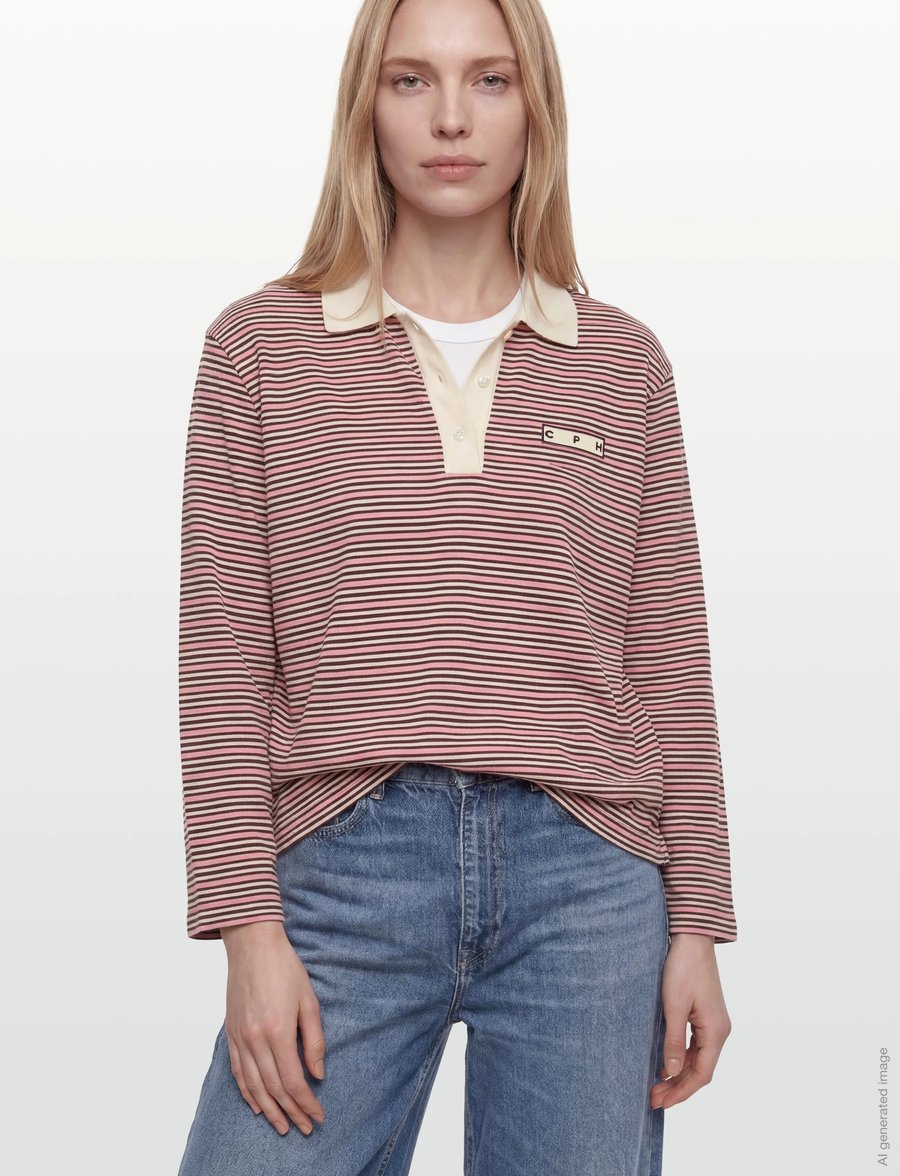 Copenhagen Studios - CPH POLOSHIRT 1 cotton red striped - poloshirts - pink striped - 3