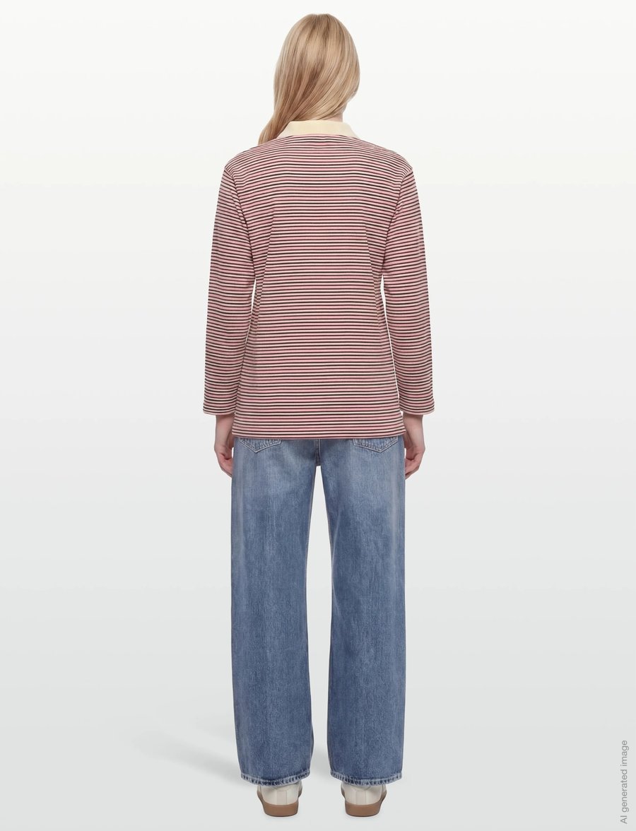 Copenhagen Studios - CPH POLOSHIRT 1 cotton red striped - poloshirts - pink striped - 4