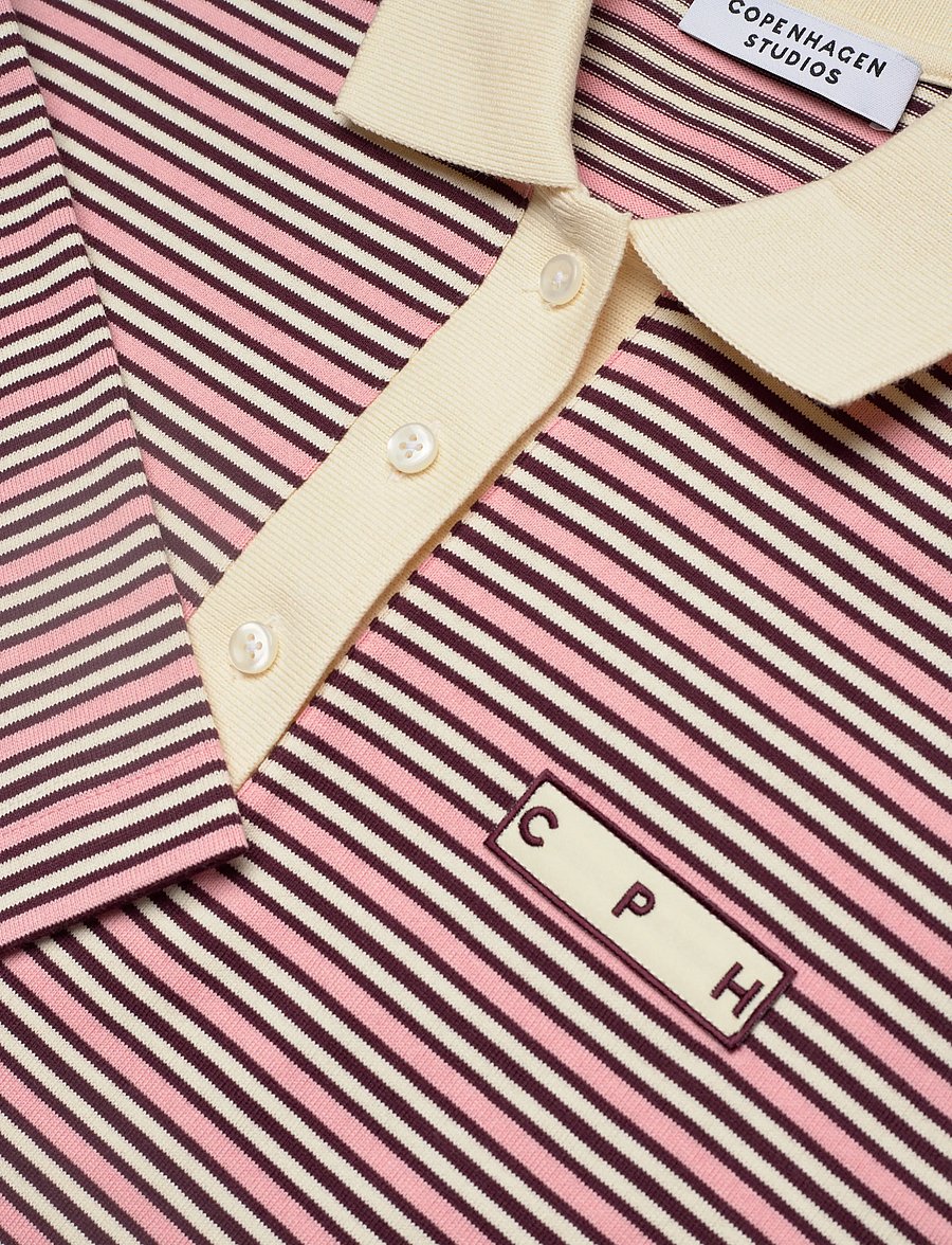 Copenhagen Studios - CPH POLOSHIRT 1 cotton red striped - poloshirts - pink striped - 5