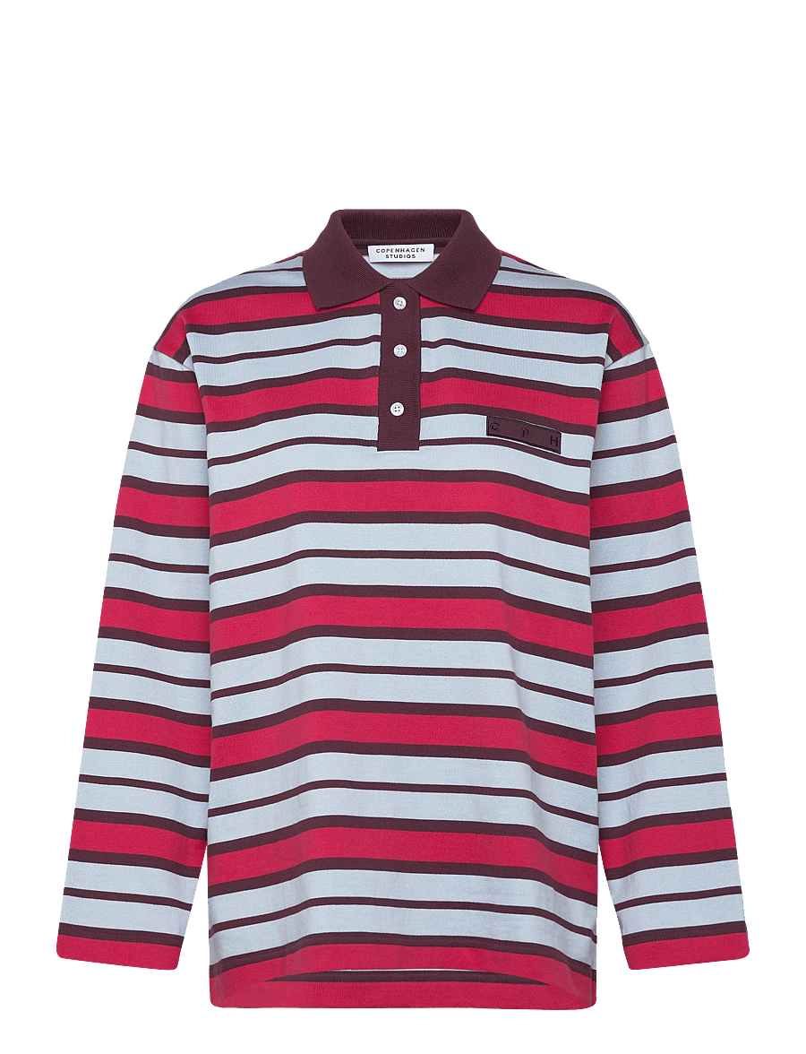 Copenhagen Studios - CPH POLOSHIRT 1 cotton red striped - poloshirts - red striped - 1