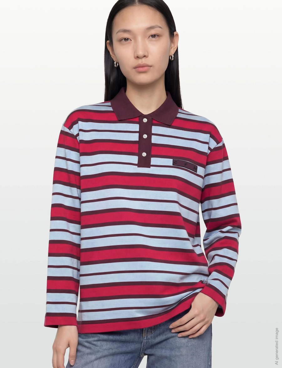 Copenhagen Studios - CPH POLOSHIRT 1 cotton red striped - poloshirts - red striped - 3