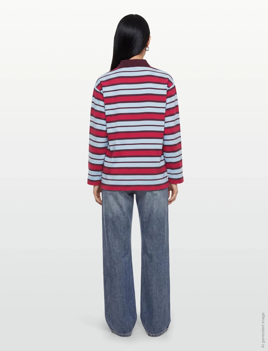 Copenhagen Studios - CPH POLOSHIRT 1 cotton red striped - poloshirts - red striped - 4