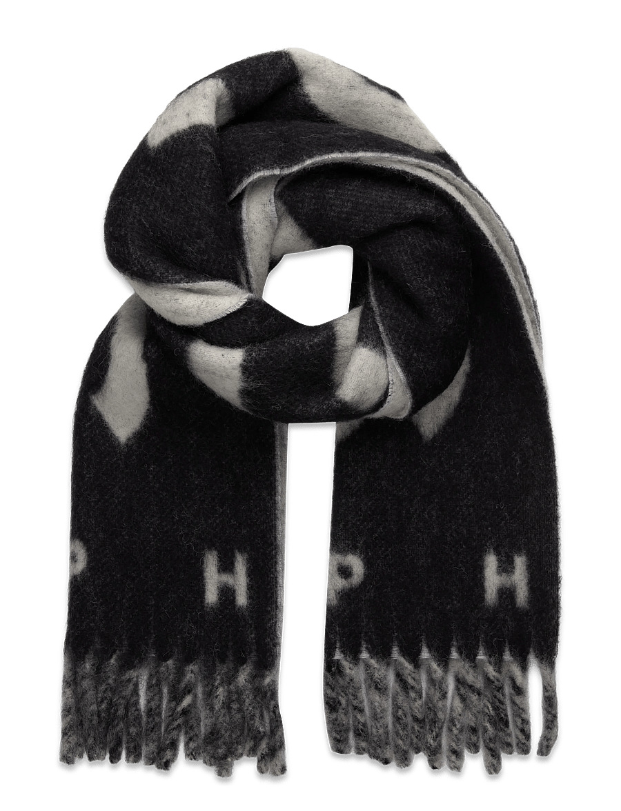 Copenhagen Studios - CPH SHAWL 13 wool mix dark brown/blue - halstørklæder - black - 0