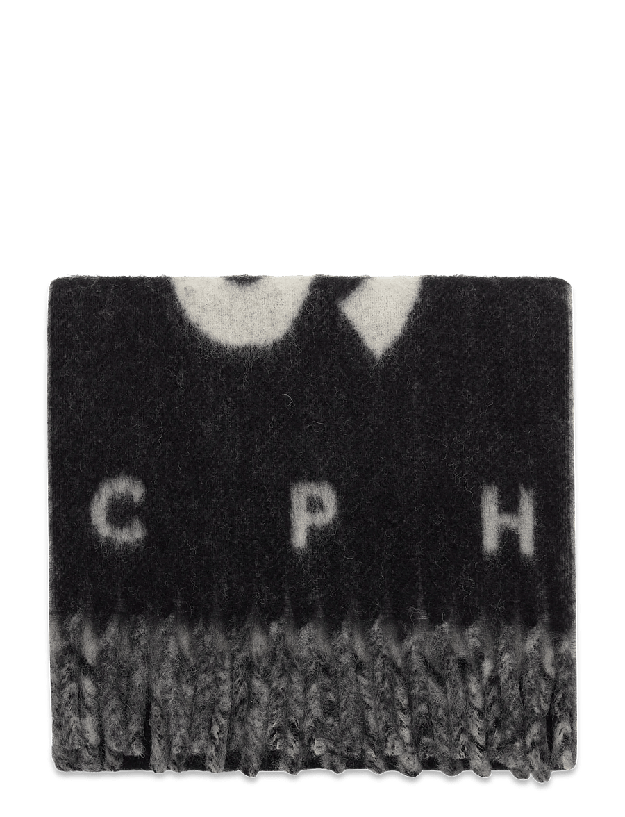 Copenhagen Studios - CPH SHAWL 13 wool mix dark brown/blue - halstørklæder - black - 1