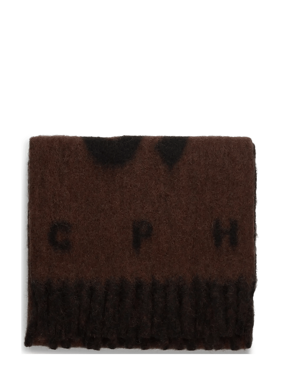 Copenhagen Studios - CPH SHAWL 13 wool mix dark brown/blue - halsdukar - chocolate - 1