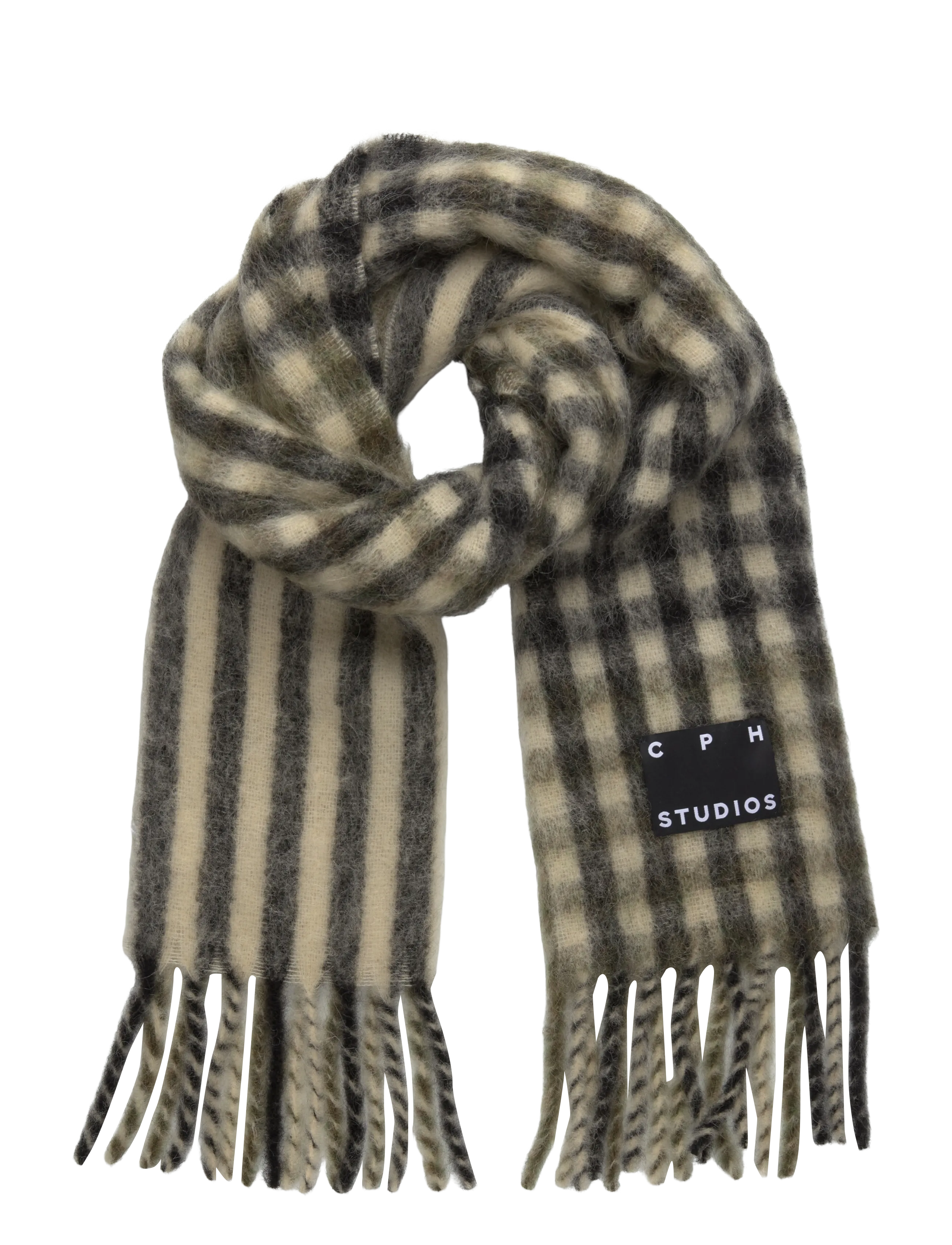 Copenhagen Studios - CPH SHAWL 14 wool mix burgundy - halsdukar - olive - 0