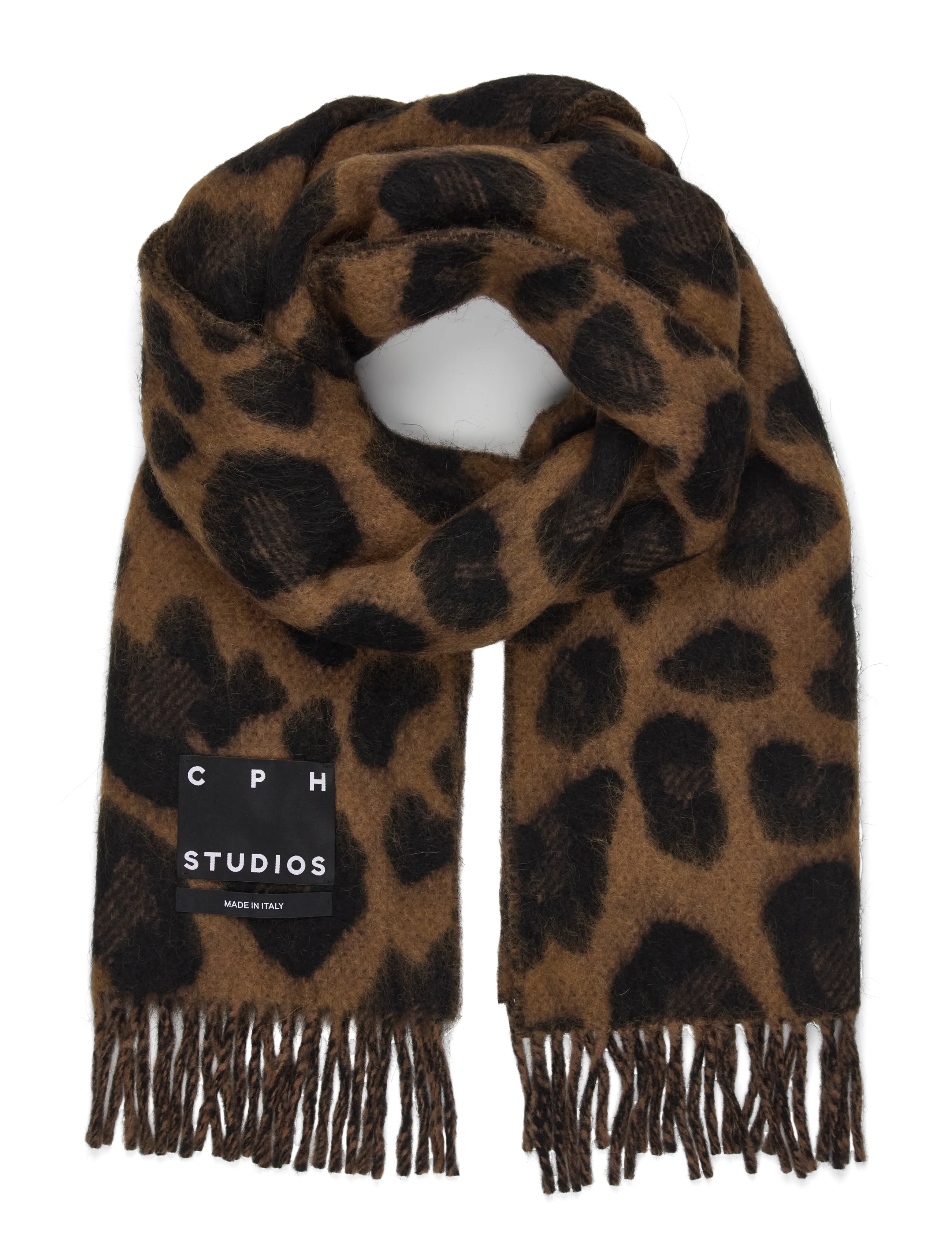 Copenhagen Studios CPH SHAWL 15 wool mix dark brown leo - Copenhagen Studios - DARK BROWN LEO / brown