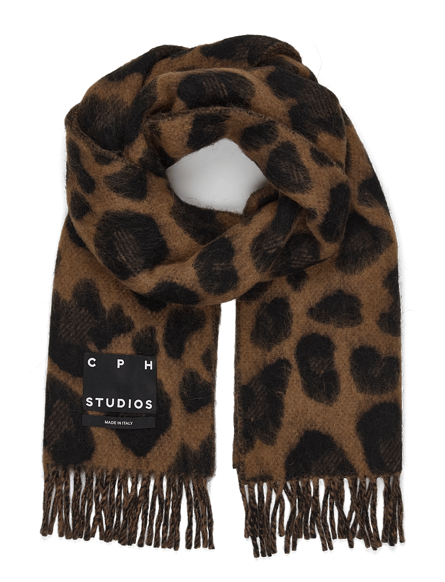 Copenhagen Studios - CPH SHAWL 15 wool mix dark brown leo - winterschals - dark brown leo - 0