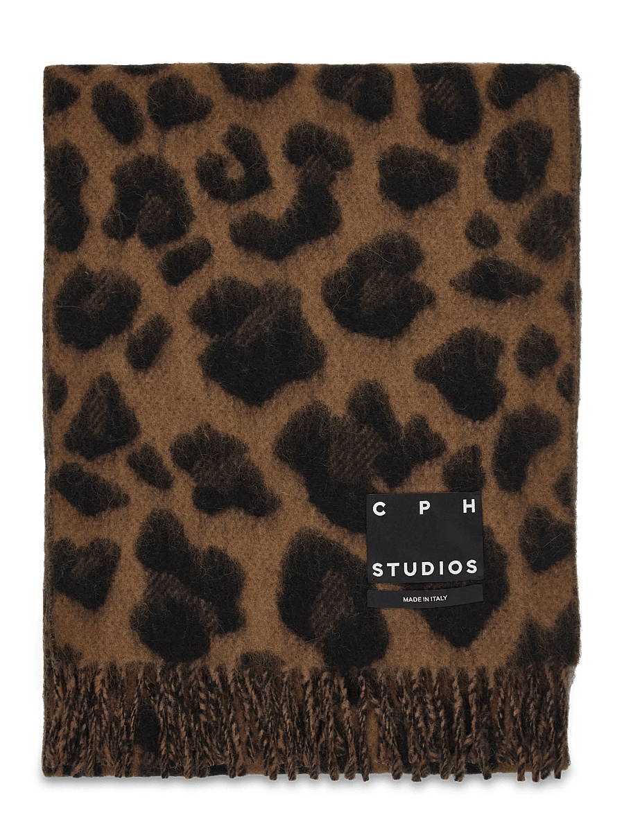 Copenhagen Studios - CPH SHAWL 15 wool mix dark brown leo - winterschals - dark brown leo - 1