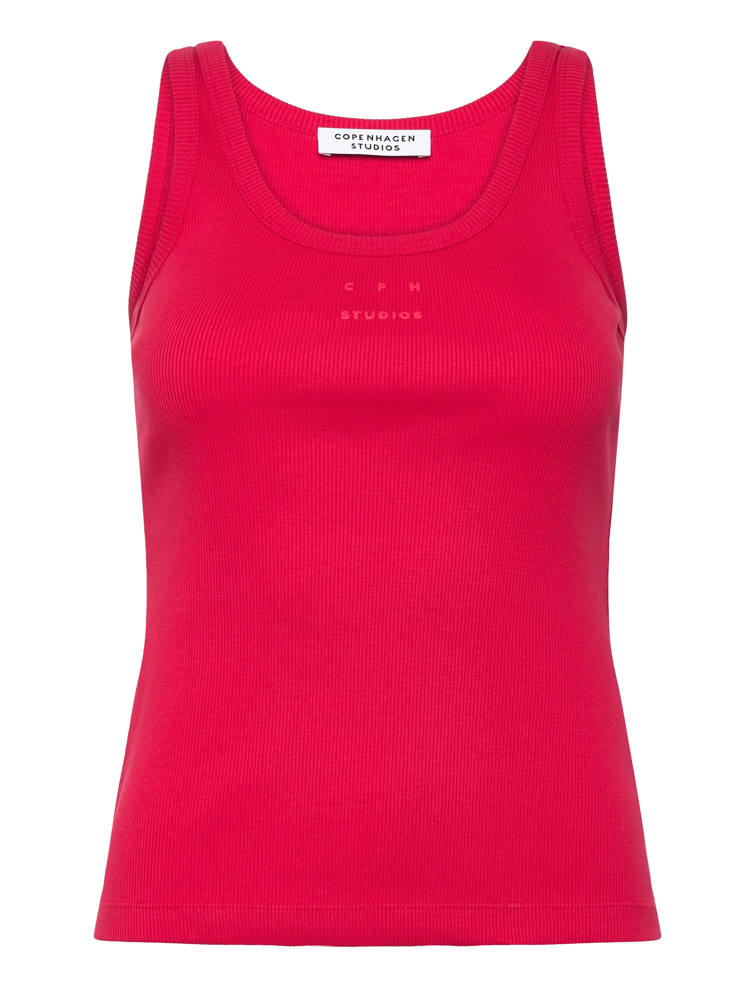 Copenhagen Studios CPH TANK TOP 1 cotton white - Tanktops - RED / coral