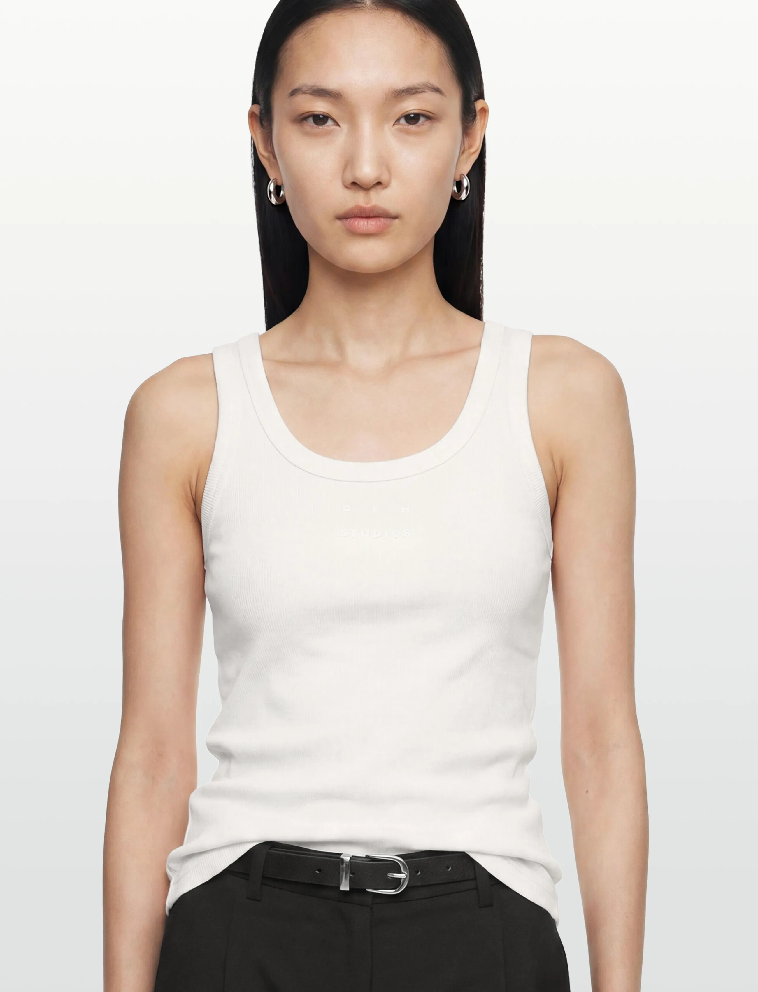 Copenhagen Studios - CPH TANK TOP 1 cotton red - sleeveless tops - white - 3