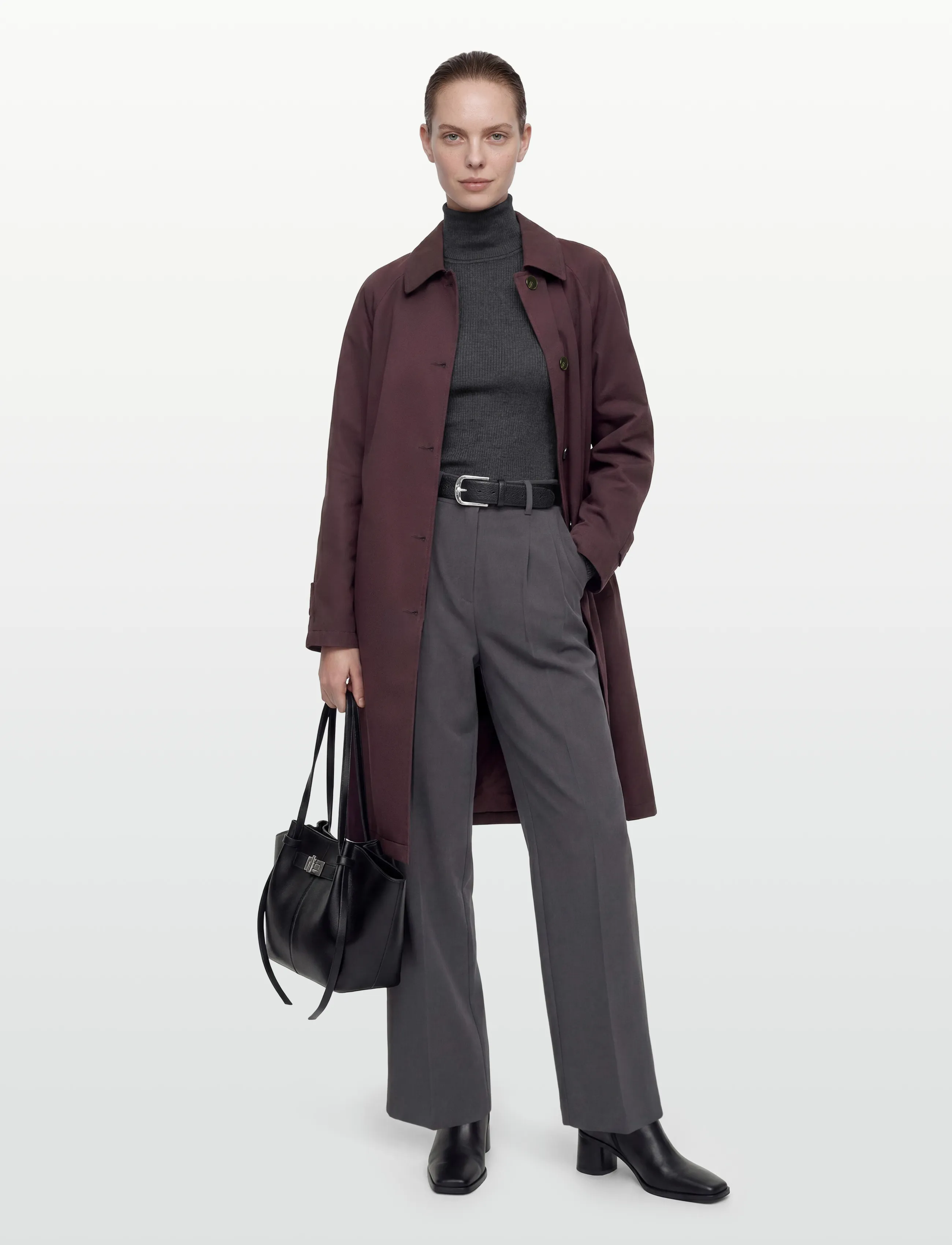 Copenhagen Studios Cph Trenchcoat 2 Cotton Burgundy, L, Burgundy, Frakker > Trenchcoats, Dame