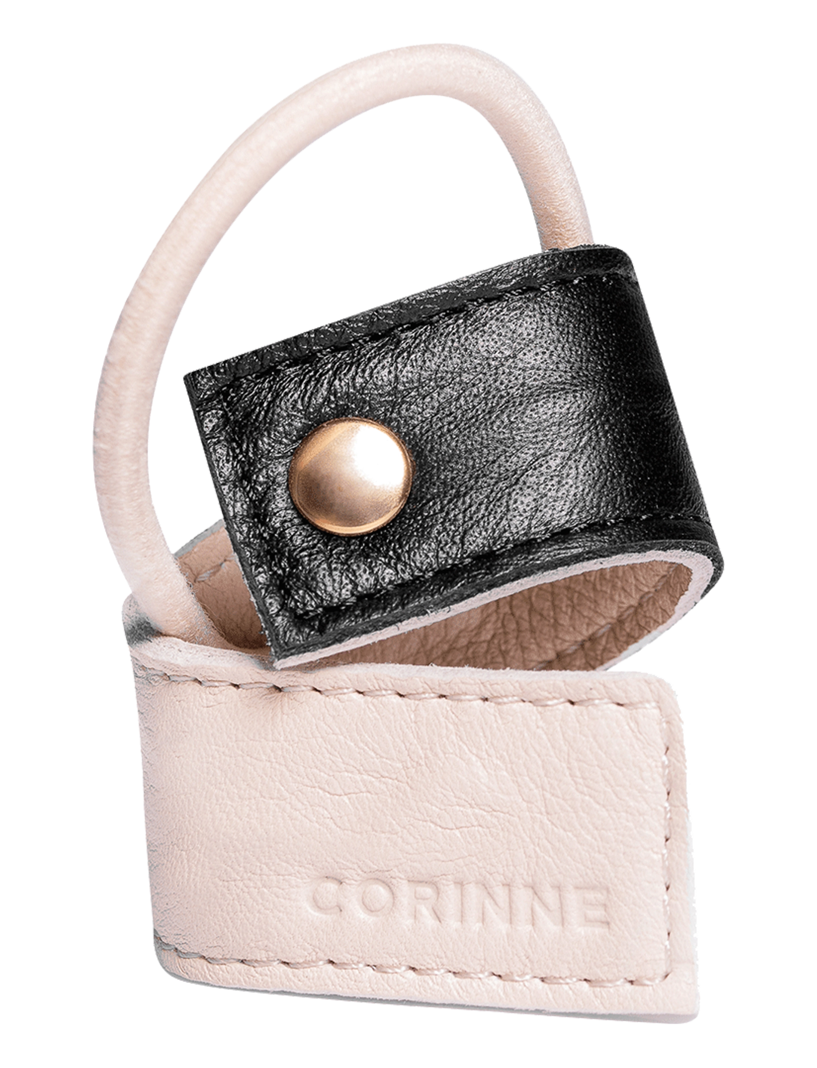 Corinne Leather Band Short Bendable Two-Colored, Tofarvet Læder Hårelastik, Multi/mønstret, Str: ONE SIZE